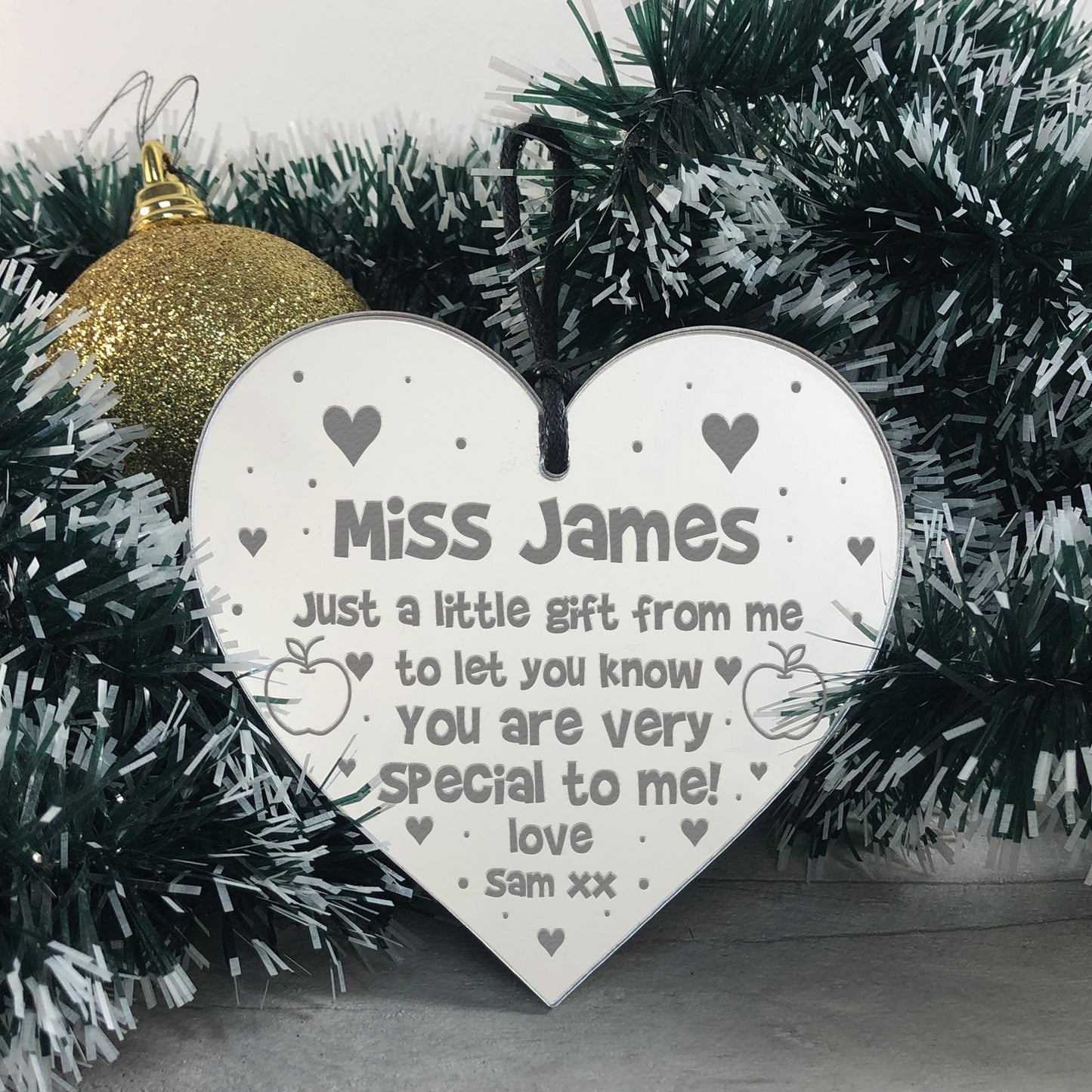 Personalied Engraved Heart Gift For Teacher Assistant Thank You