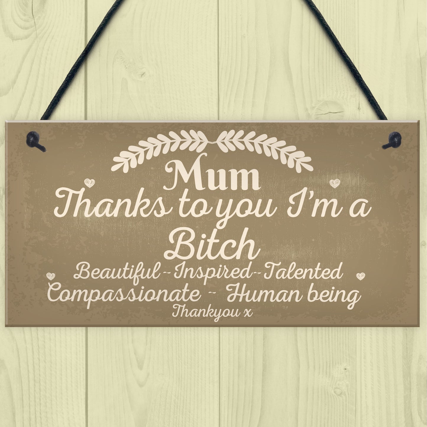 Mum Thanks To You I'm A Bitch Hanging Signs Mothers Day Plaques