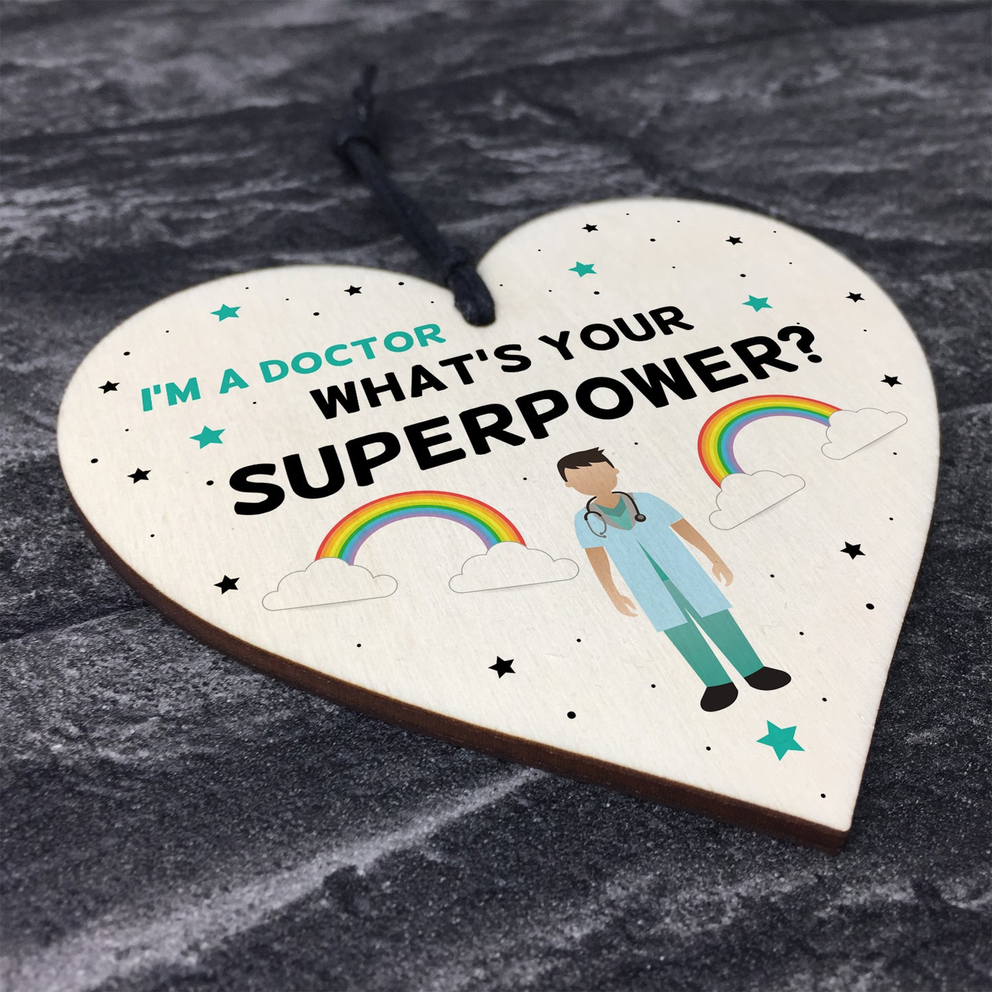 NHS Doctor Thank You Gift Wooden Heart Hospital Present