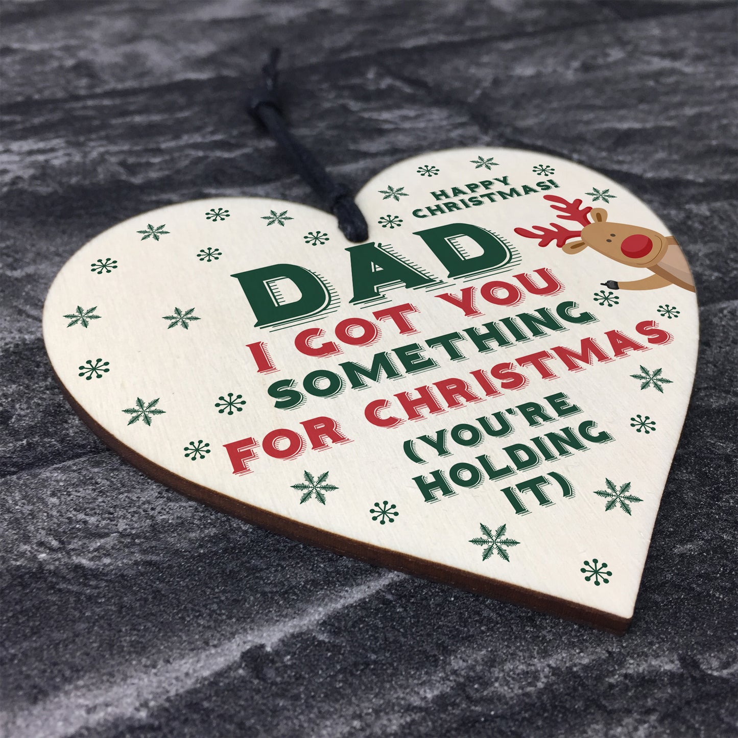 Funny Christmas Gift For Dad Wooden Heart Novelty Joke Gift
