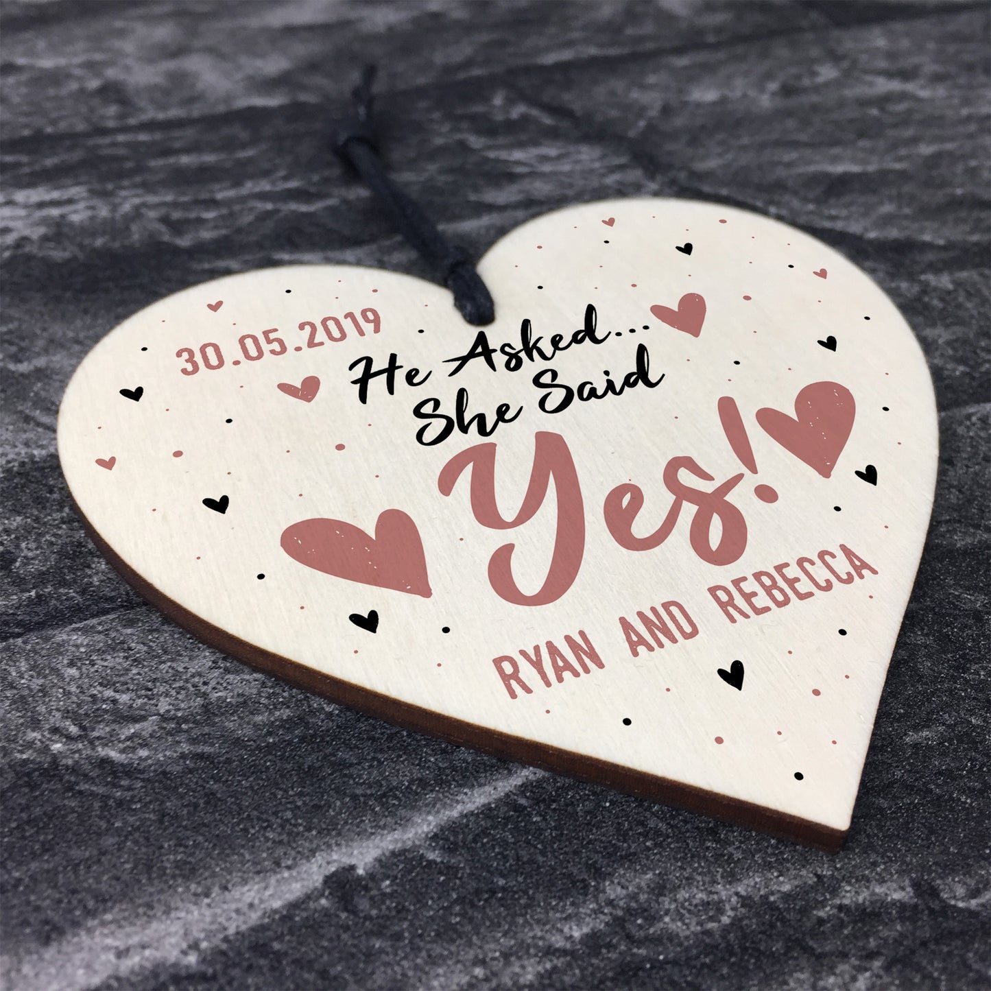 Personalised Engagement Gift Wooden Heart Gift For Couple