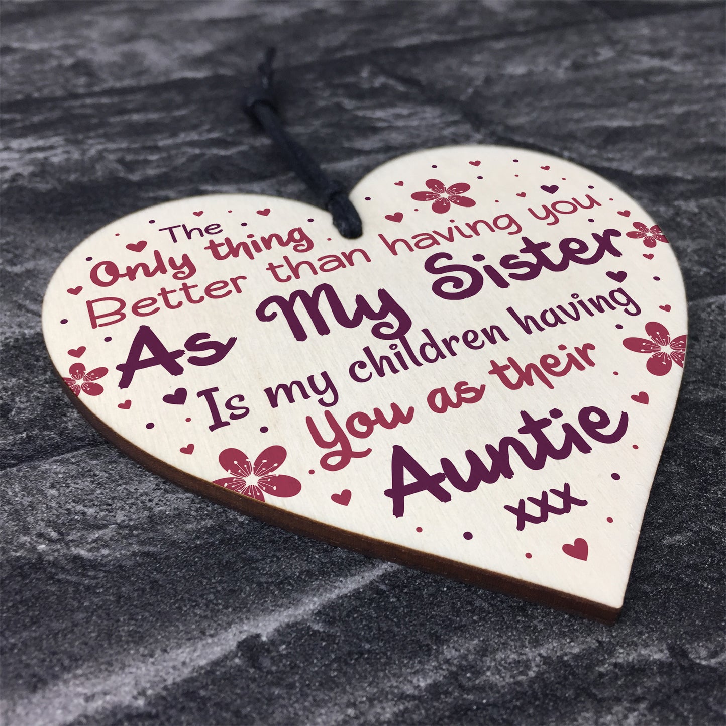 Cute Auntie Heart Plaque Wooden Auntie Birthday Christmas Gifts