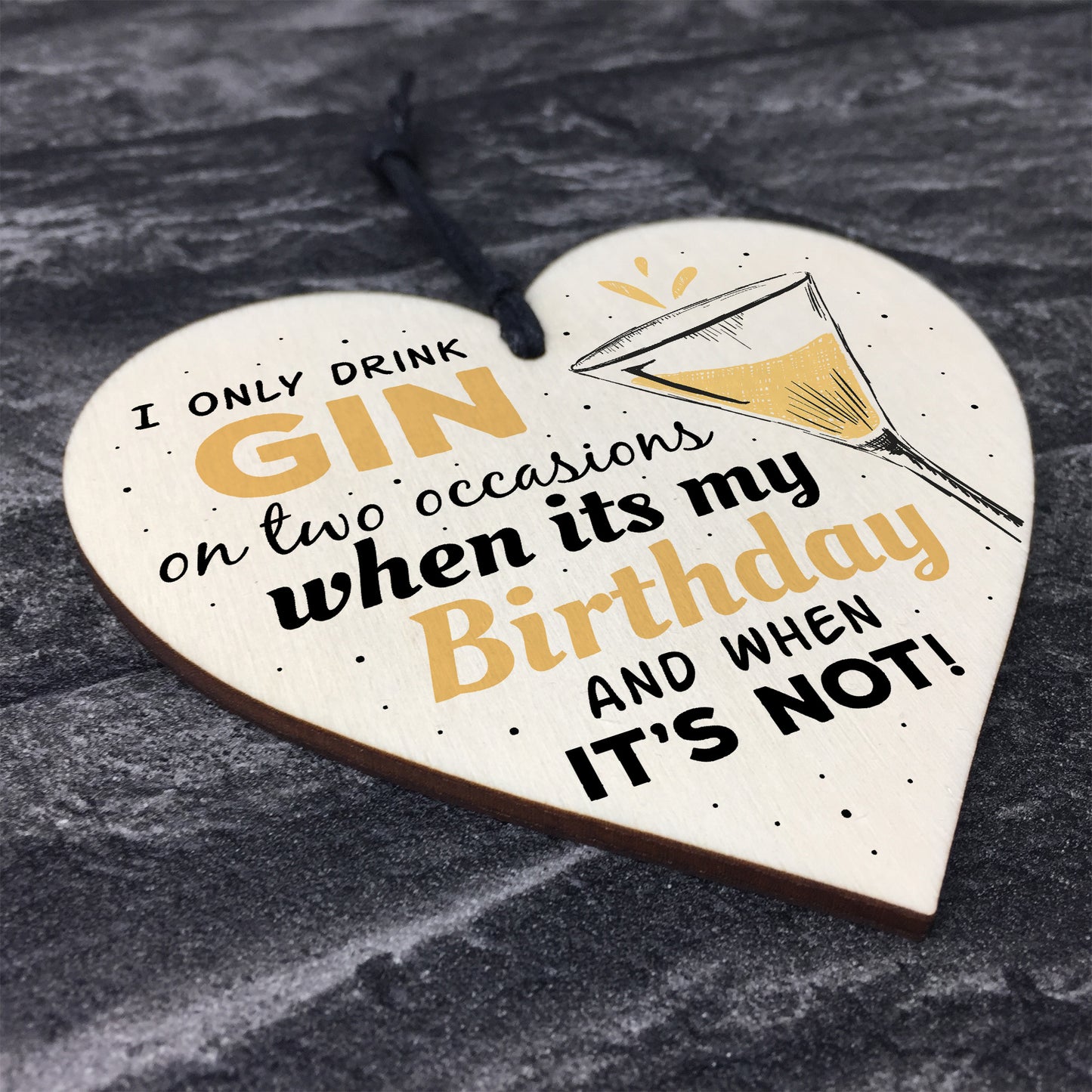 Handmade Wood Heart Sign Gift for Gin Lovers Novelty Birthday
