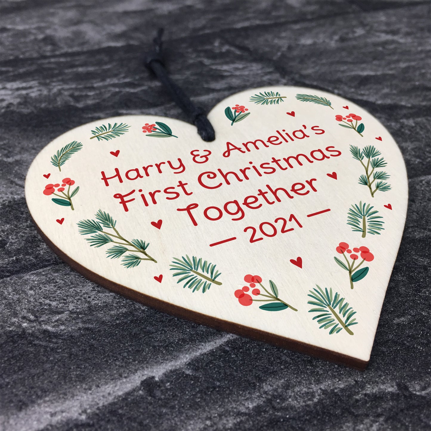 Personalised 1st Christmas Together Wood Bauble Xmas Tree Decor