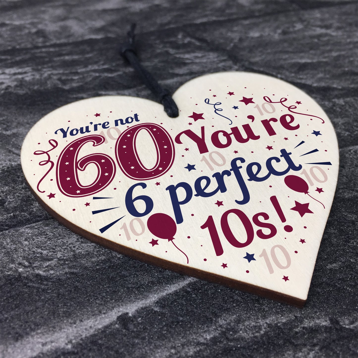 Novelty 60th Birthday Gifts Funny Wood Heart Present For Dad Mum