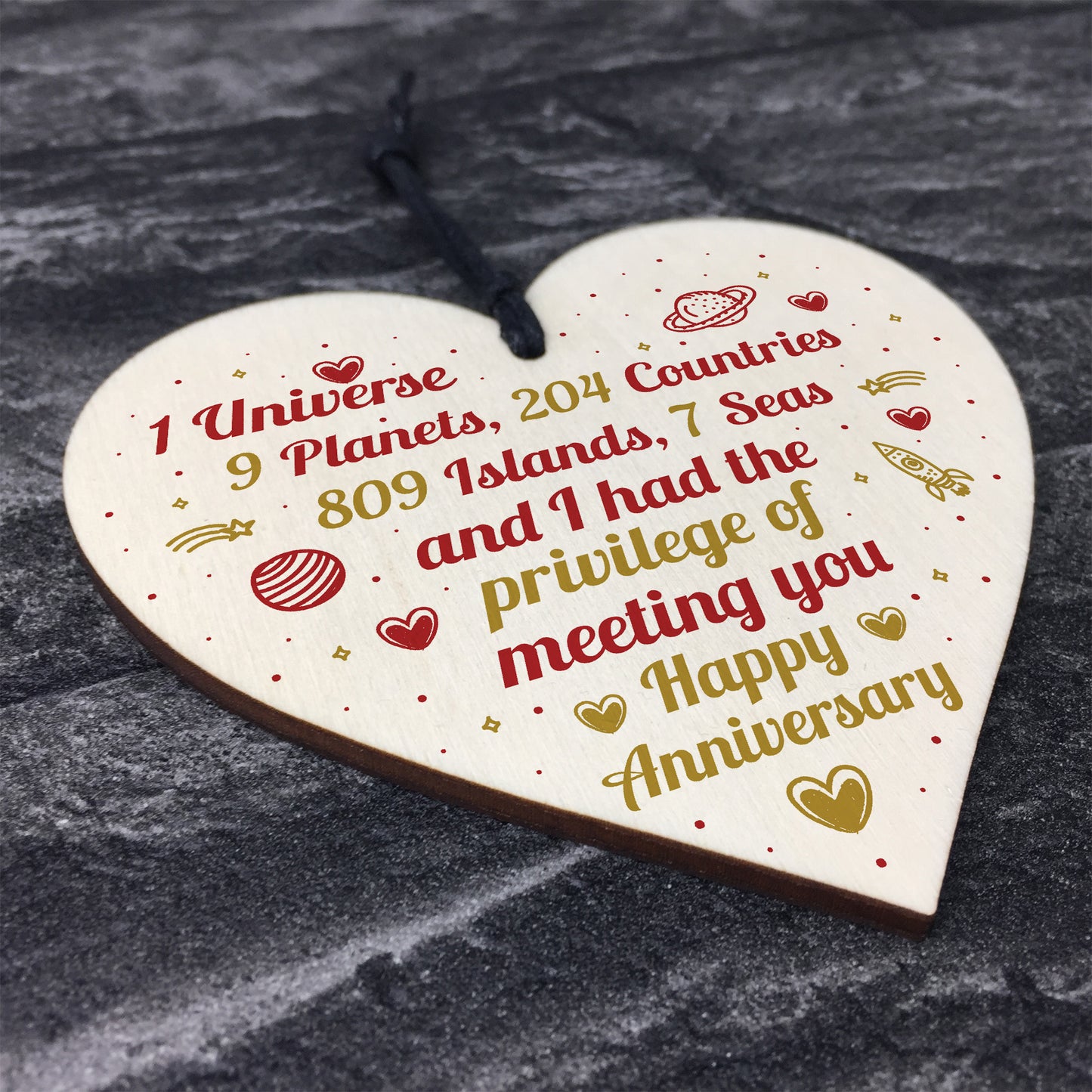 Happy Anniversary Gift Handmade Wooden Heart Plaque Gift For Her