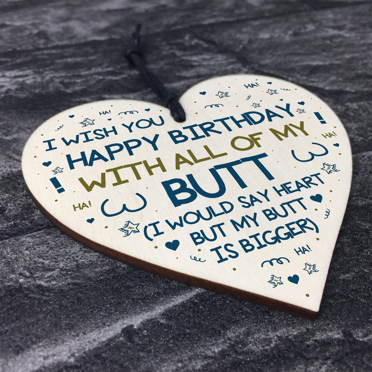 Funny Rude Birthday Gift Novelty Wood Heart Husband Boy Gift