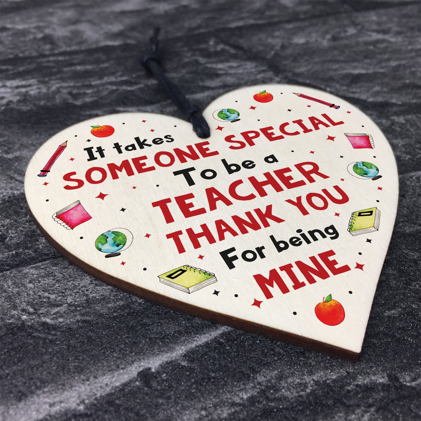 Handmade Thankyou Teacher Gift Wood Heart Leaving School Nursery
