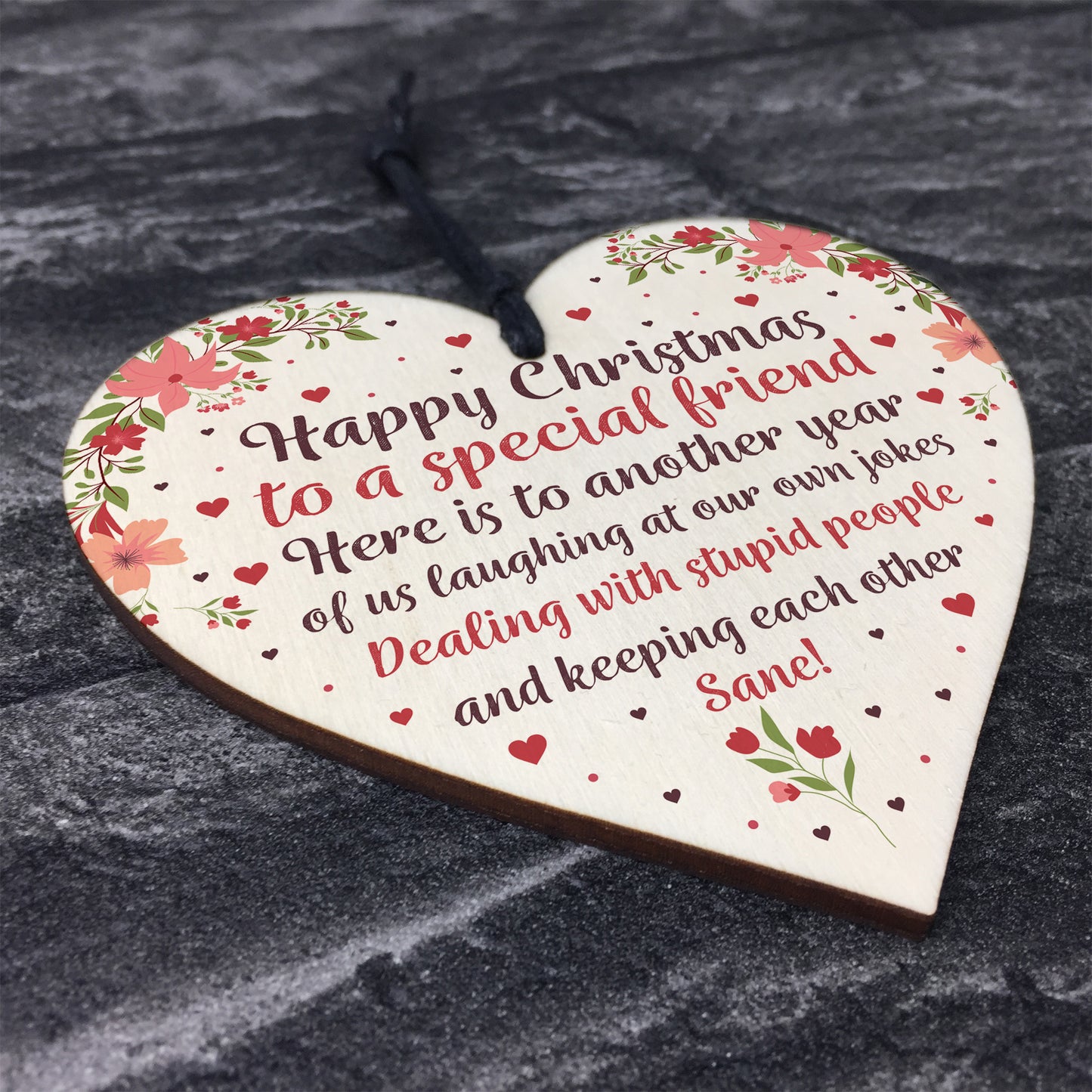 Christmas Gift Wood Heart Sign Novelty Friendship Gift Friend