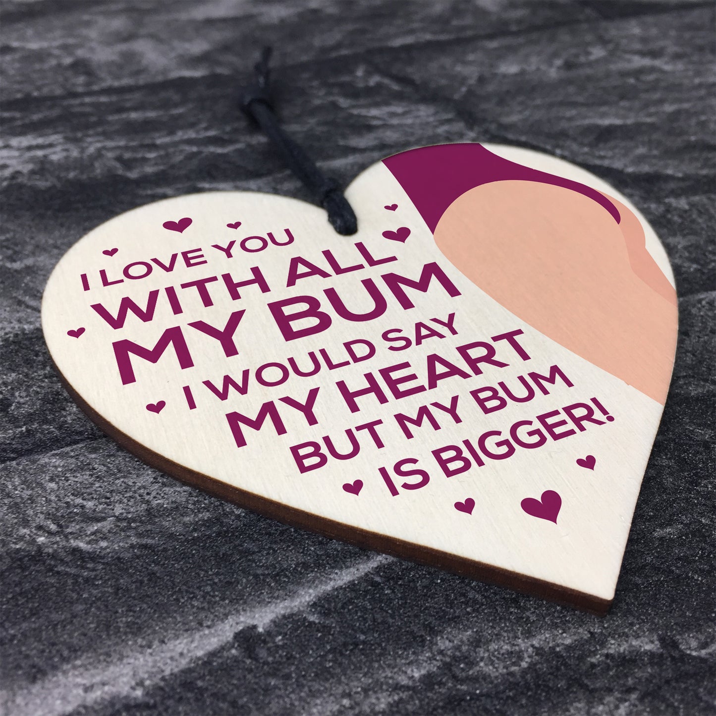 Love You Plaque Wood Heart Anniversary Christmas Gift