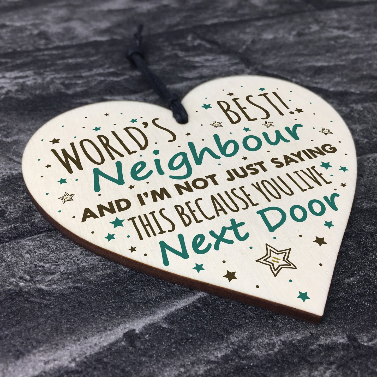 Christmas Best Neighbour Gifts Wooden Heart Keepsake Plaque