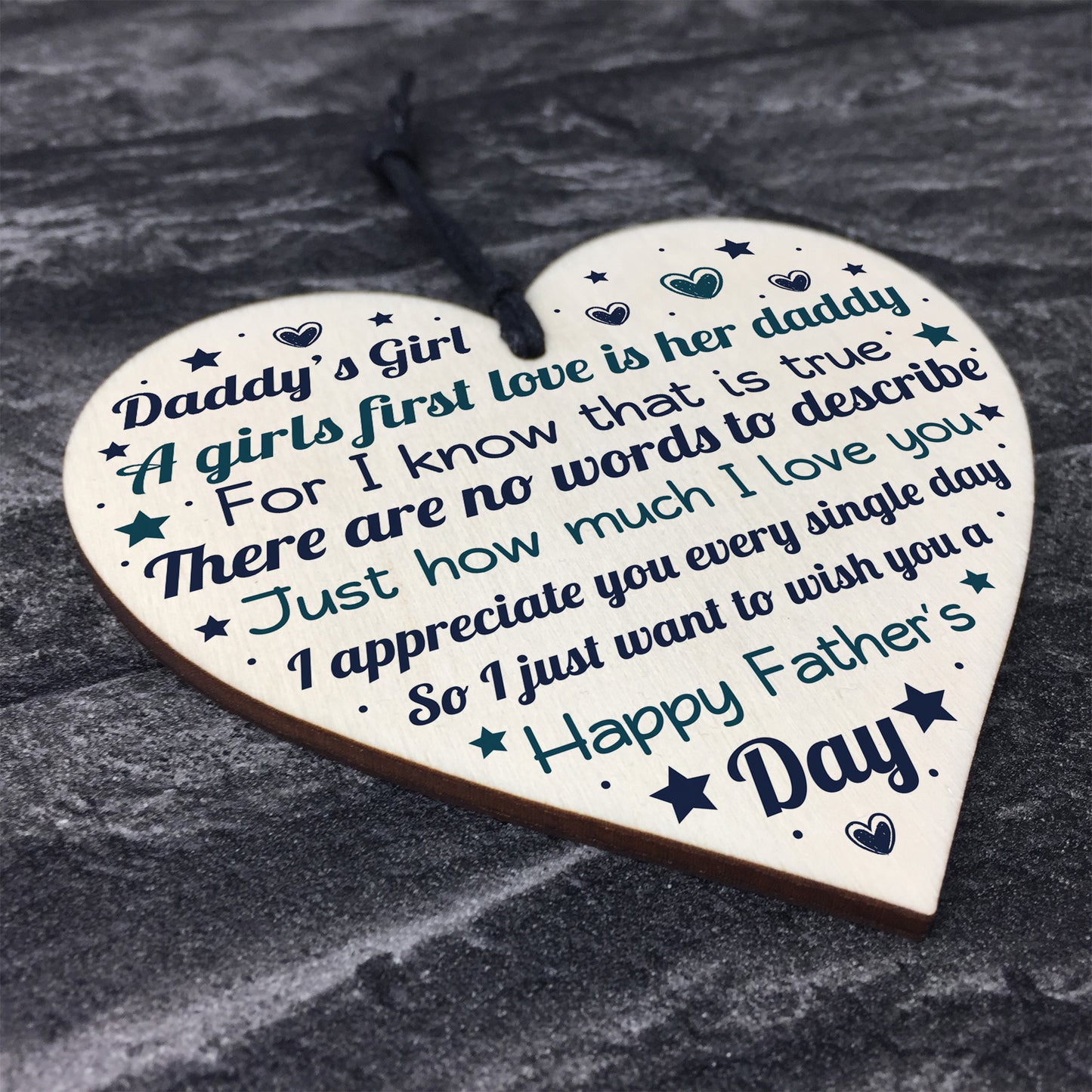 Daddys Girl Fathers Day Gift Wooden Heart Gifts For Dad Daughter
