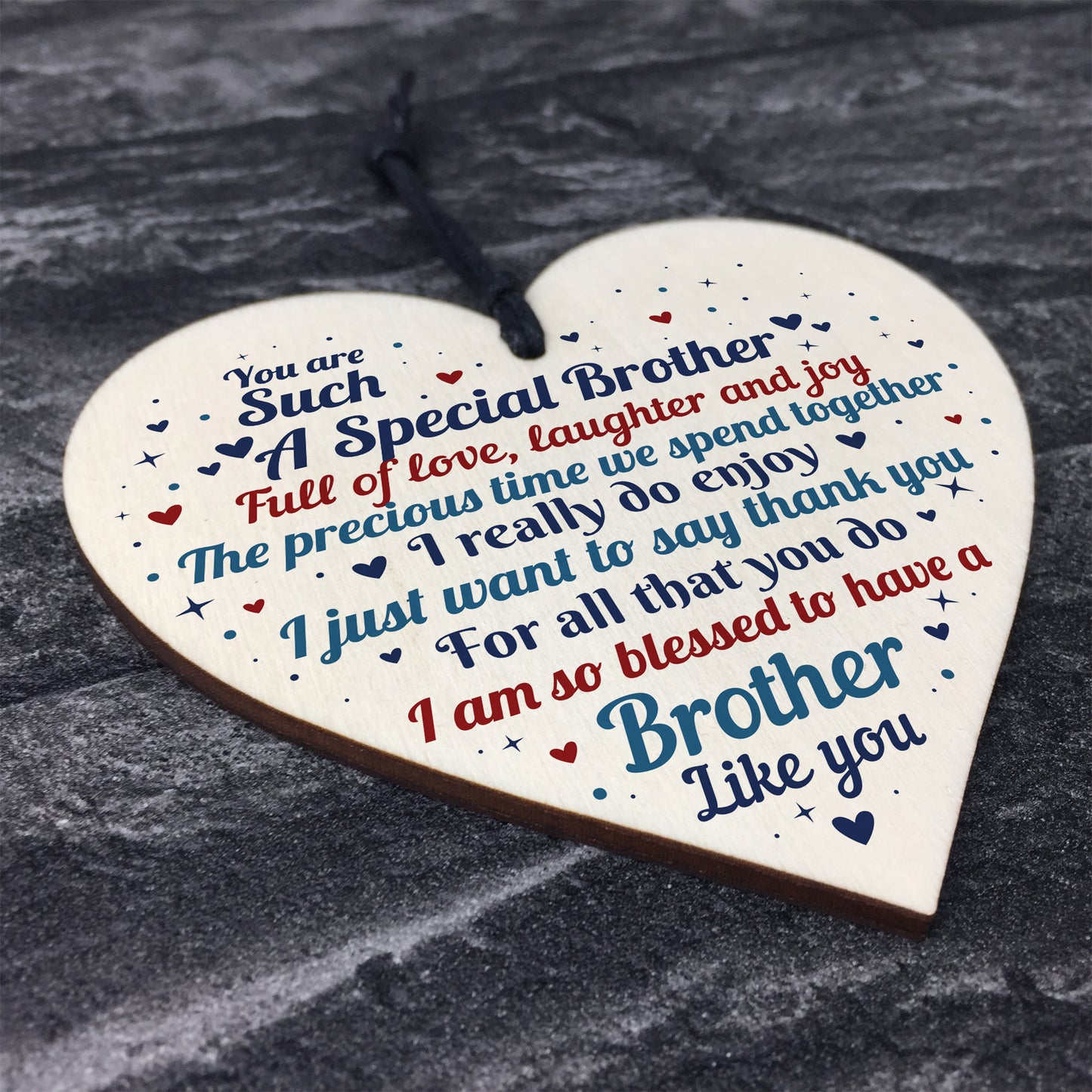 Brother Gift From Sister Handmade Wood Heart Birthday Thank You