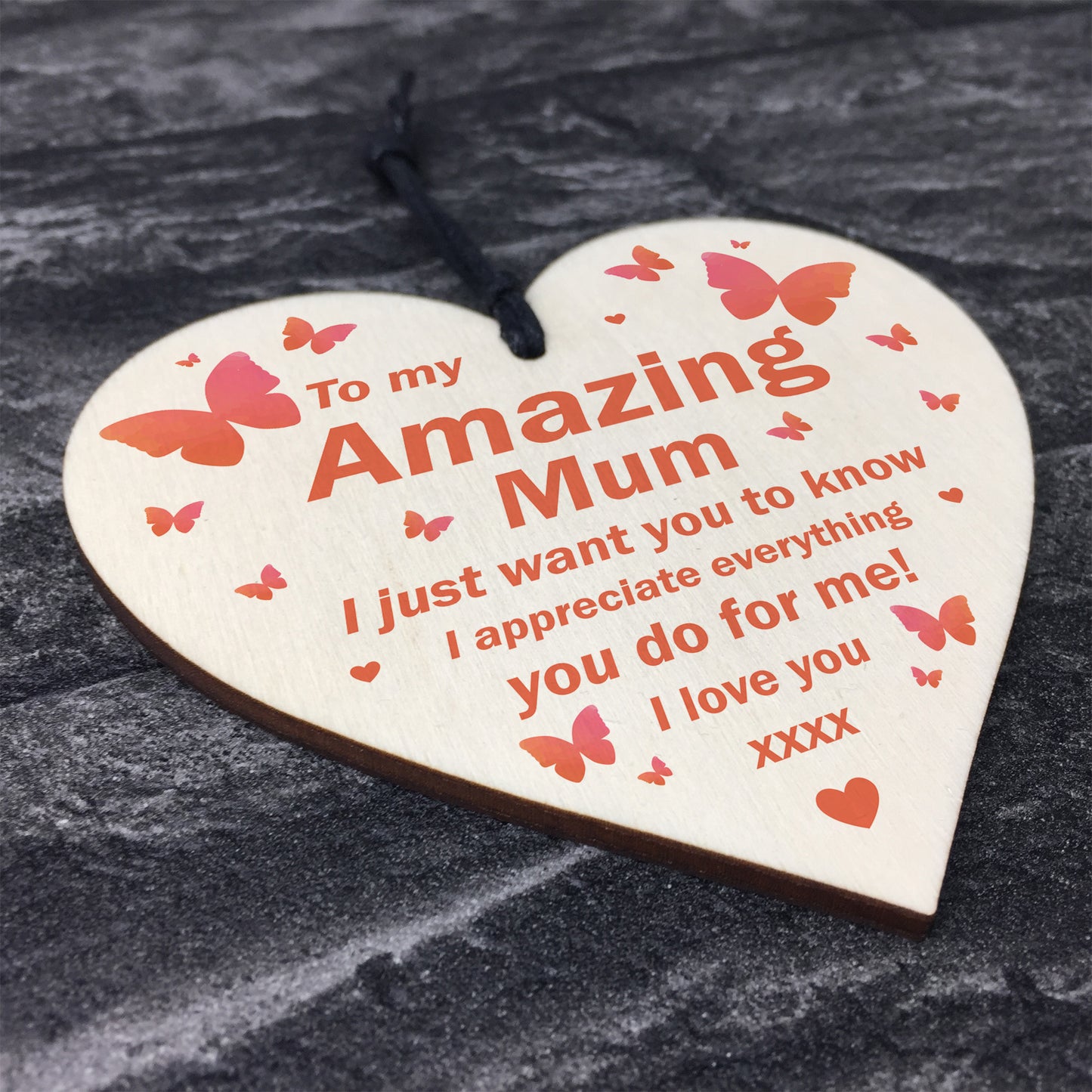I Love You Mum Gift Hanging Wooden Heart Gift For Mum Birthday