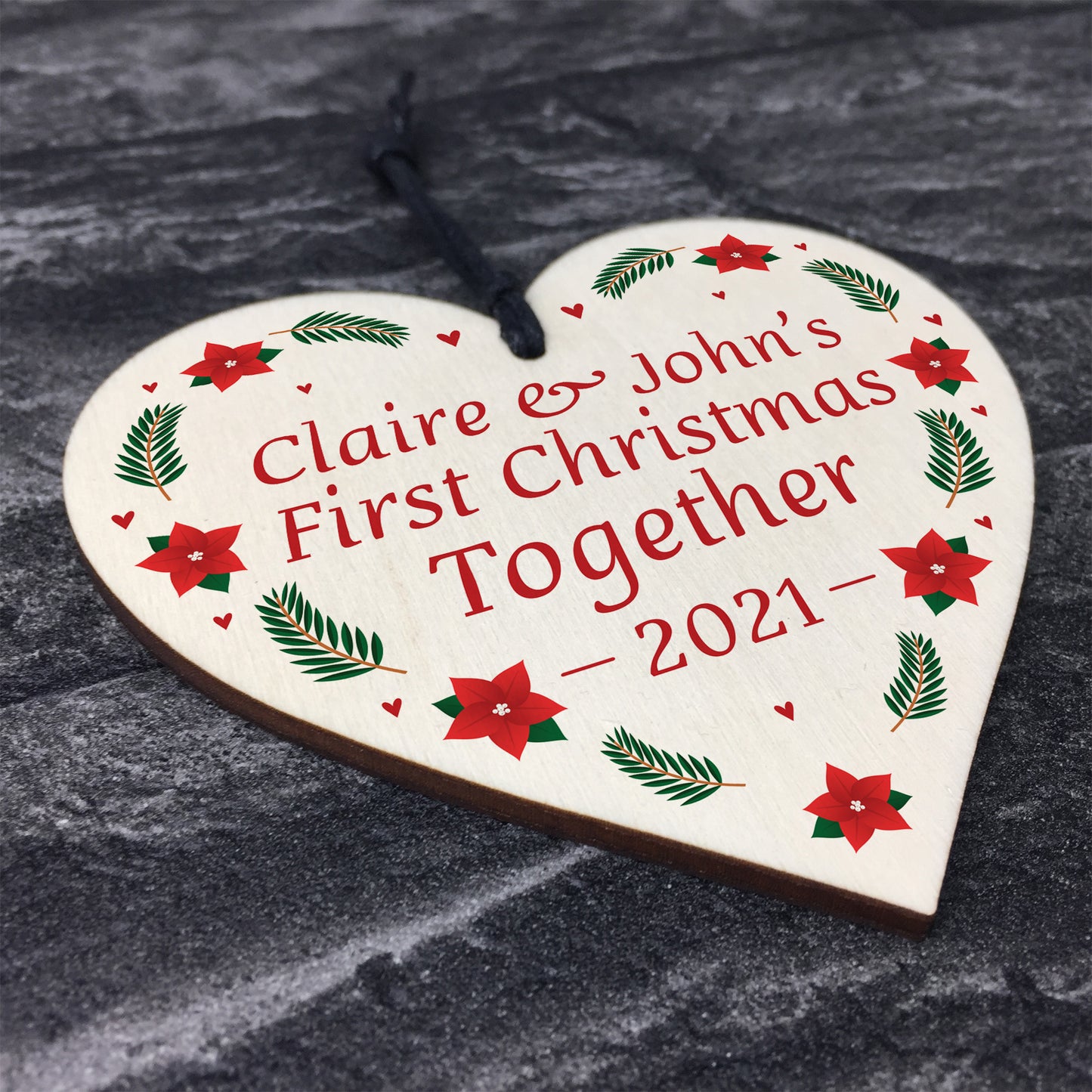 First Christmas Together Wood Bauble Personalised Tree Decor