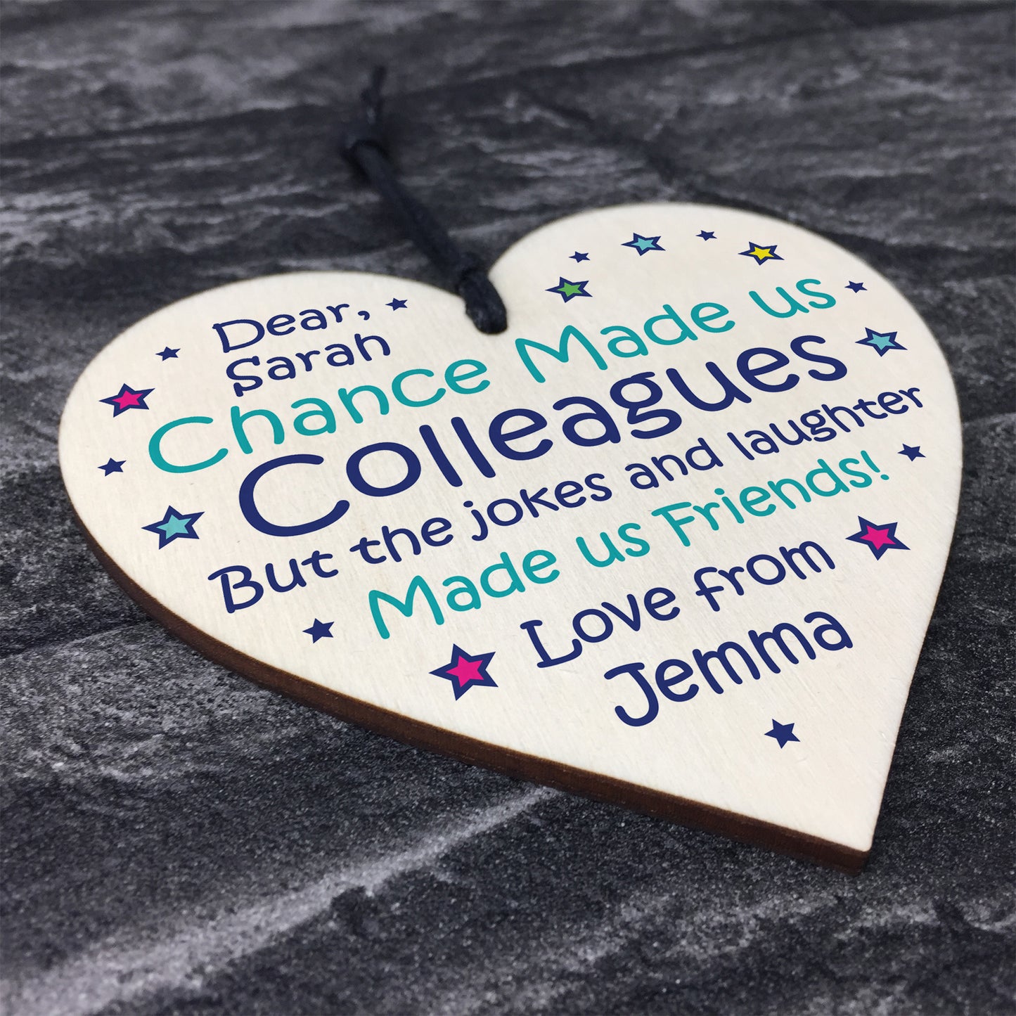 Personalised Chance Made Us Colleague Heart Plaque Thank You