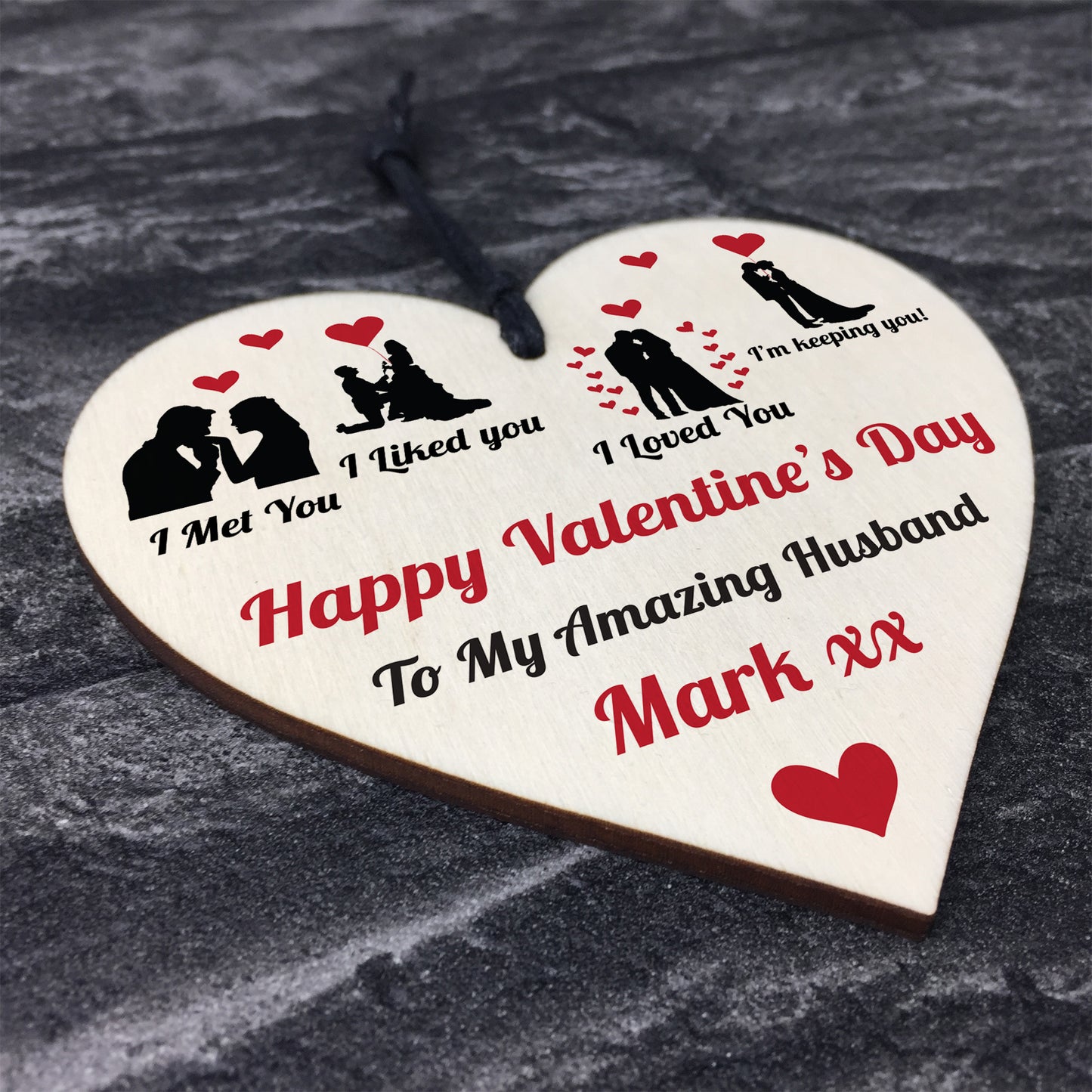 Personalised Valentines Day Gift For Husband Wood Heart Husband