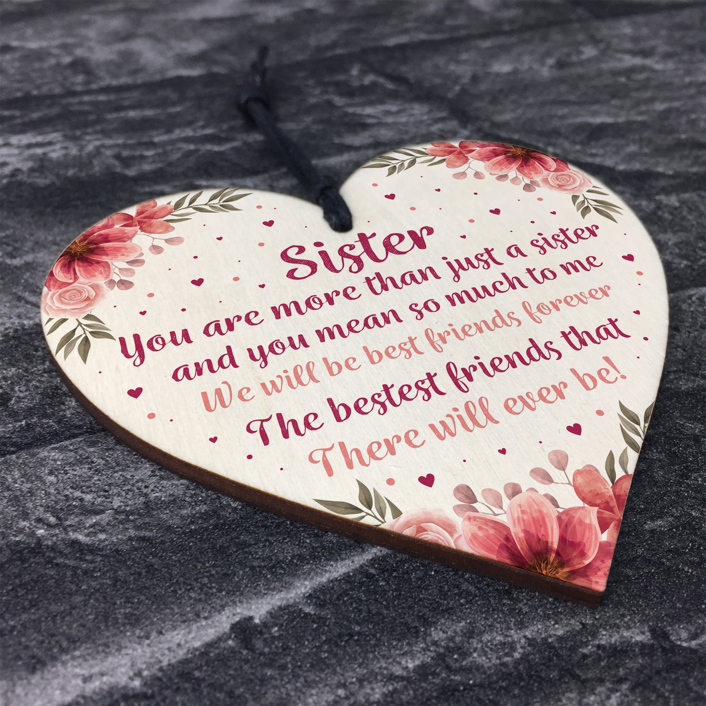 Best Friend Gift Sister Gift Wood Heart Sister Birthday Gift