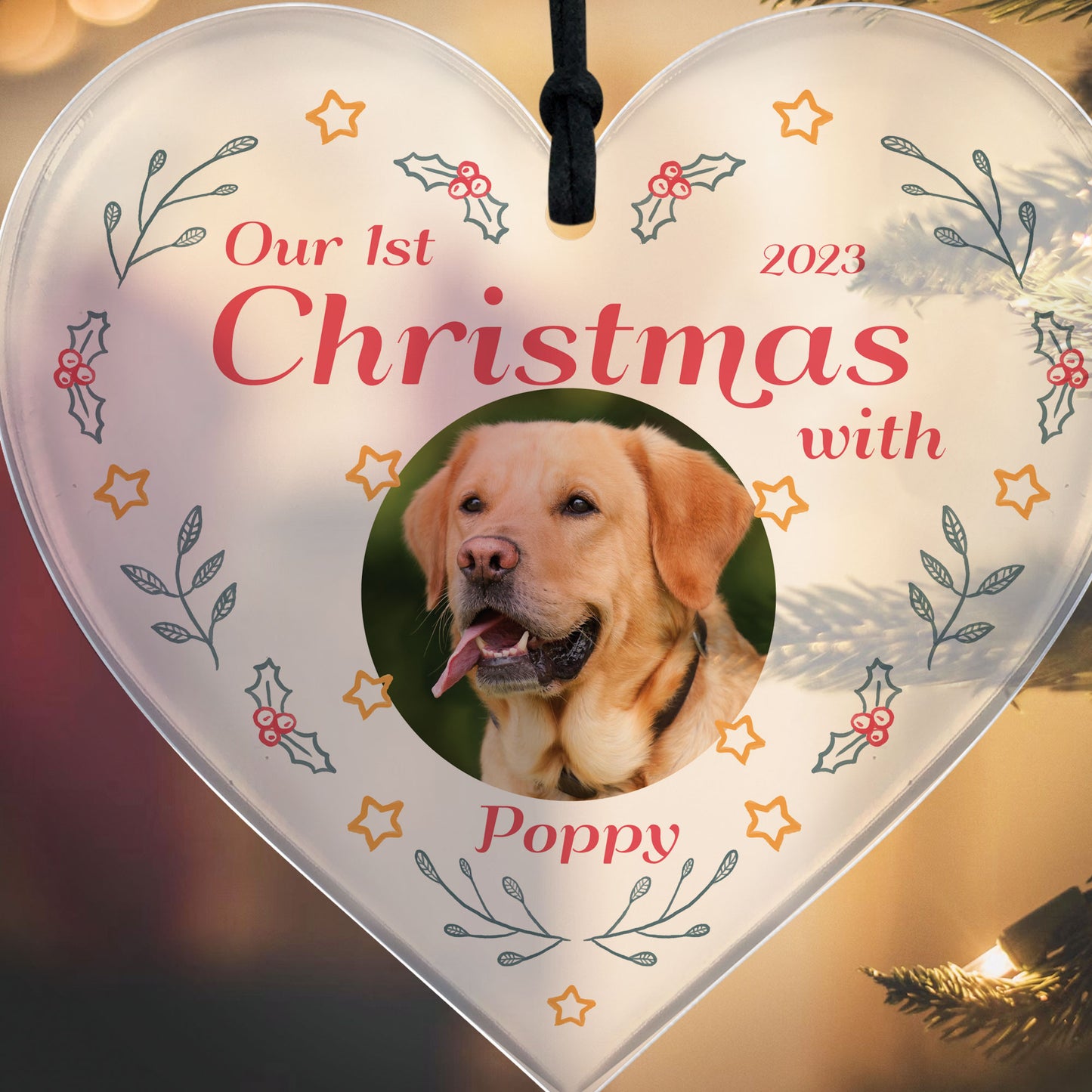 Dogs 1st Christmas Bauble Personalised Photo Christmas Decor