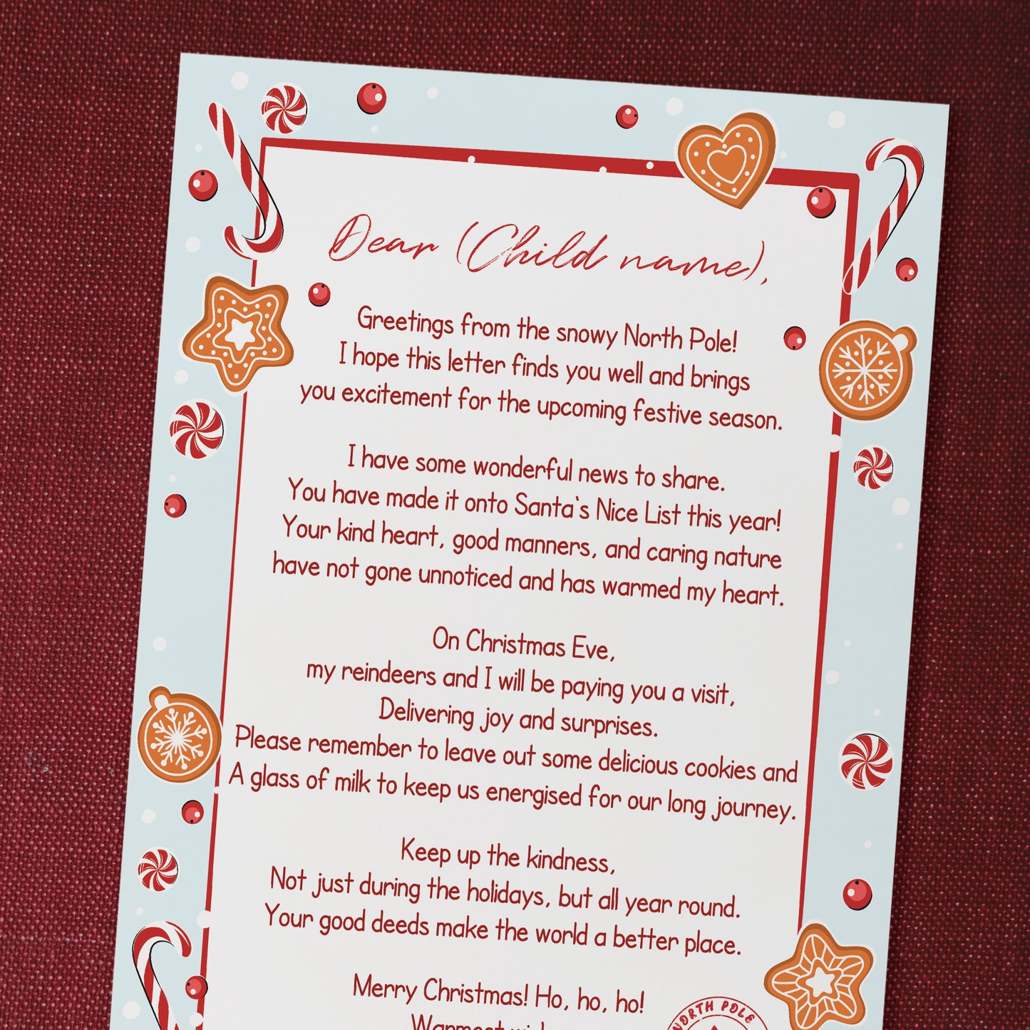 Letter From Santa Personalised Christmas Eve Box Filler Daughter