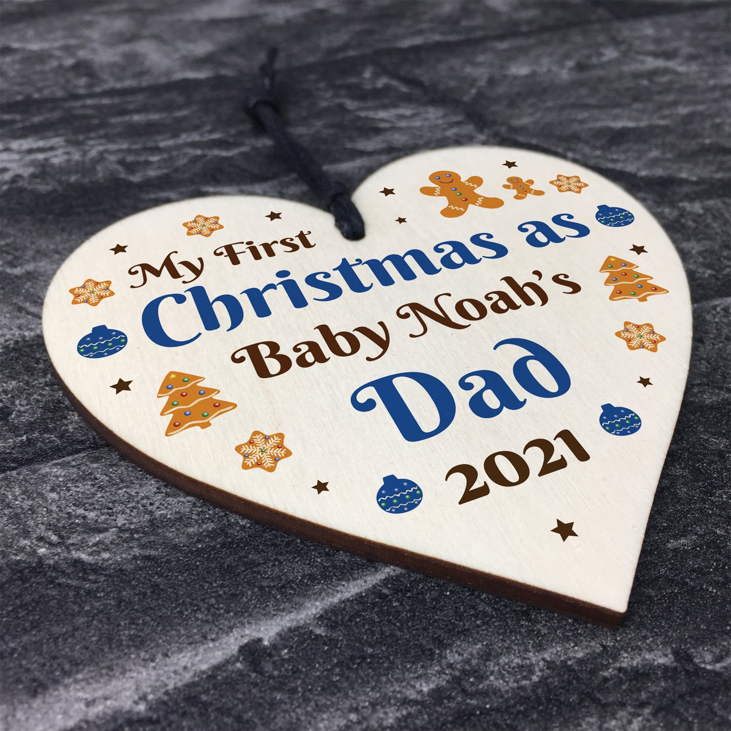 First Christmas As A Dad Wood Tree Decoration Newborn Baby Gift