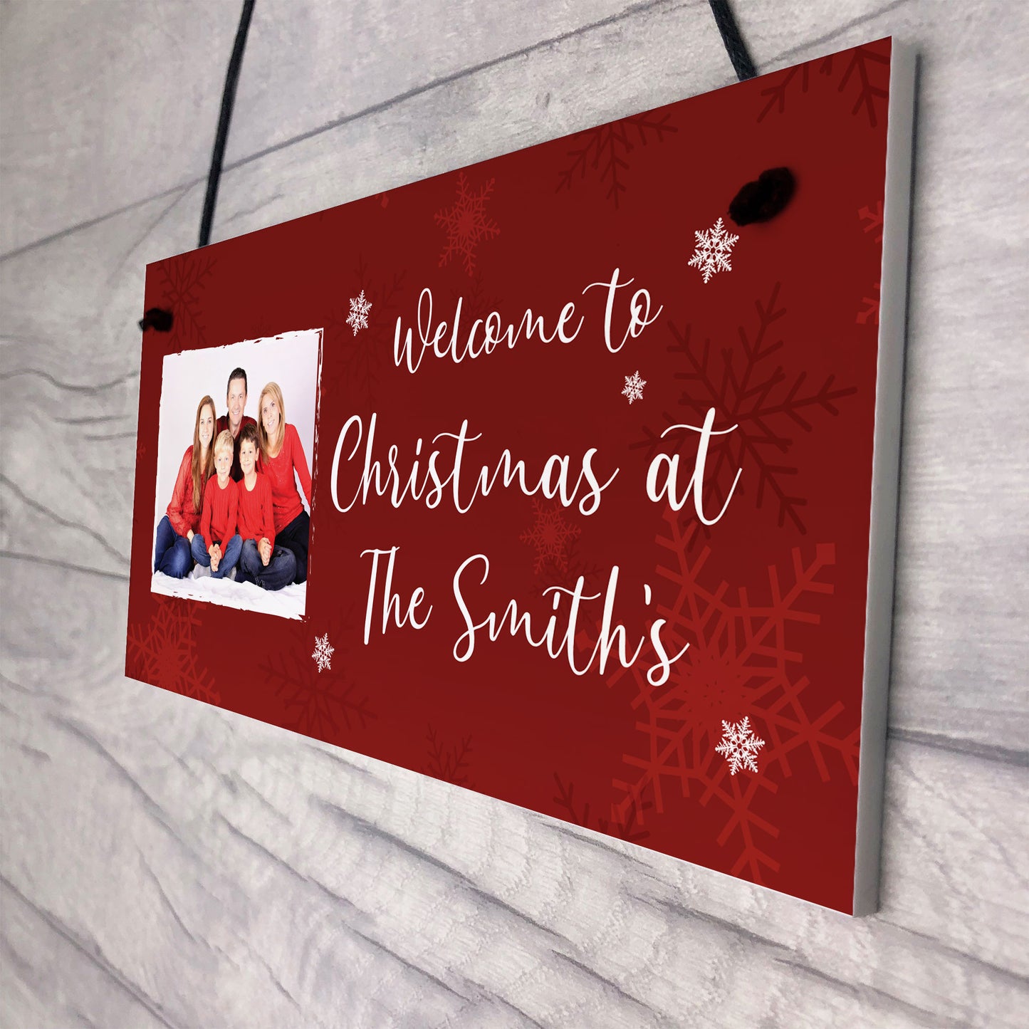 Personalised Christmas Sign Family Photo Plaque Welcome Sign