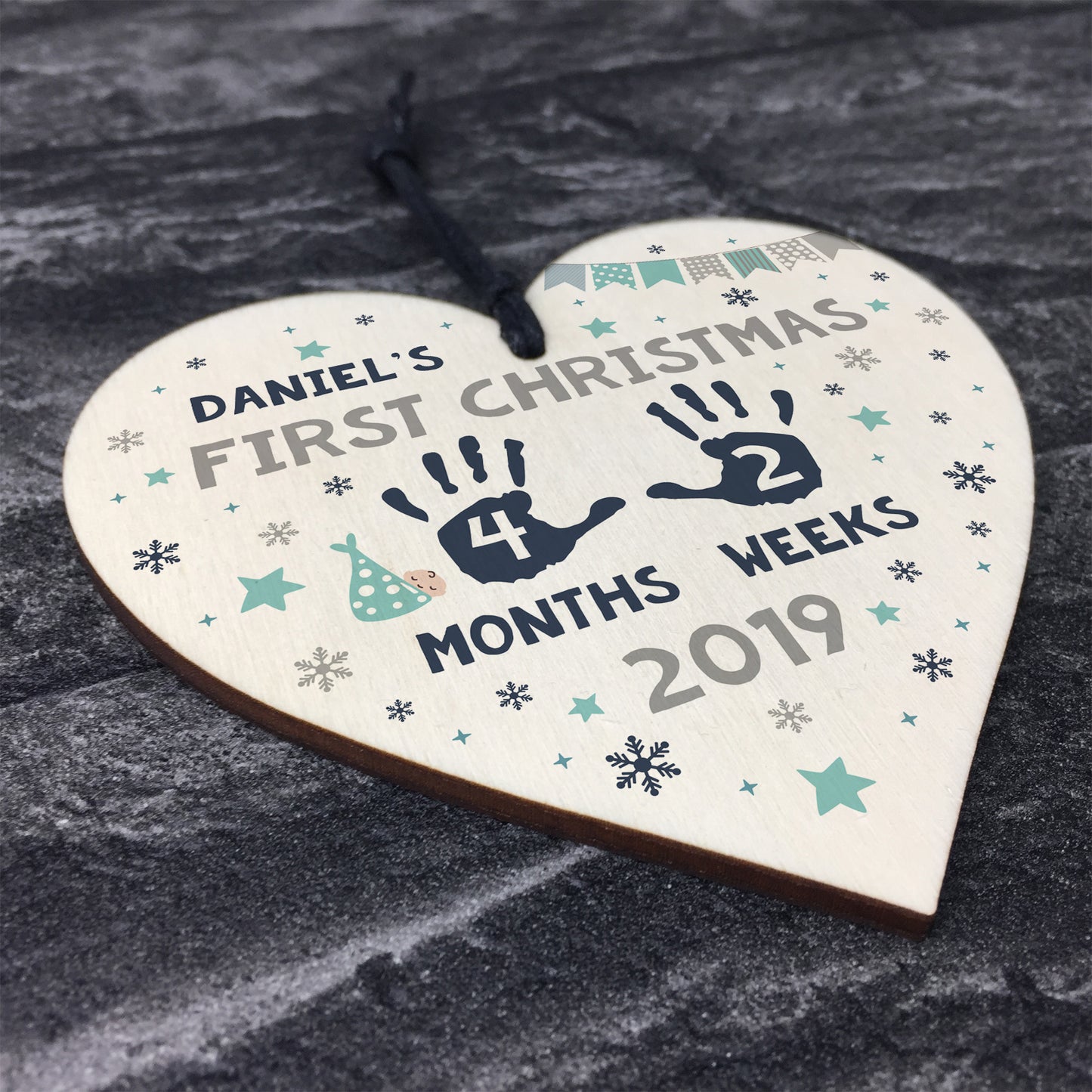 Babys First Christmas Wooden Heart 1st Christmas Bauble New Baby