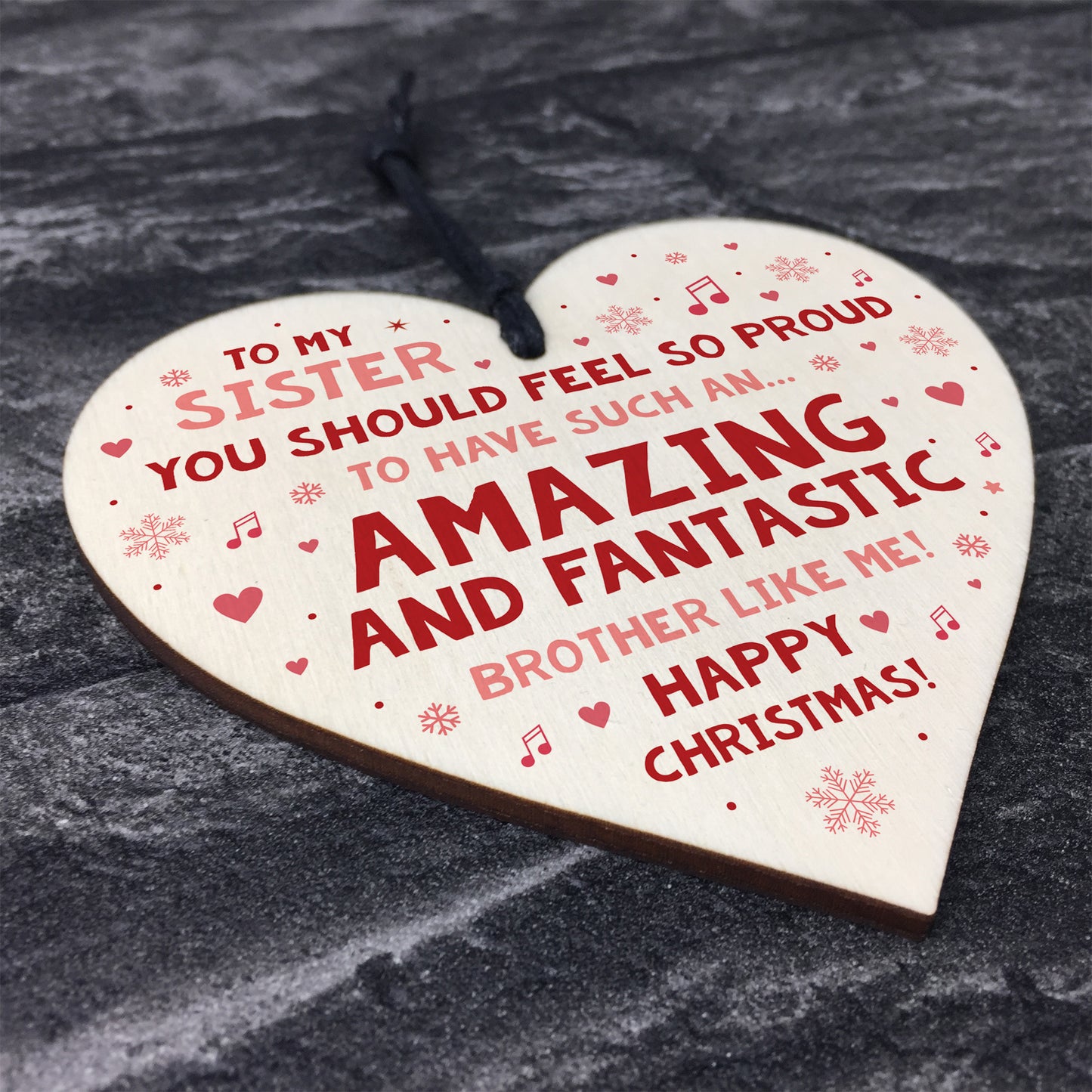 Funny Christmas Gift For Sister Funny Christmas Card Wood Heart