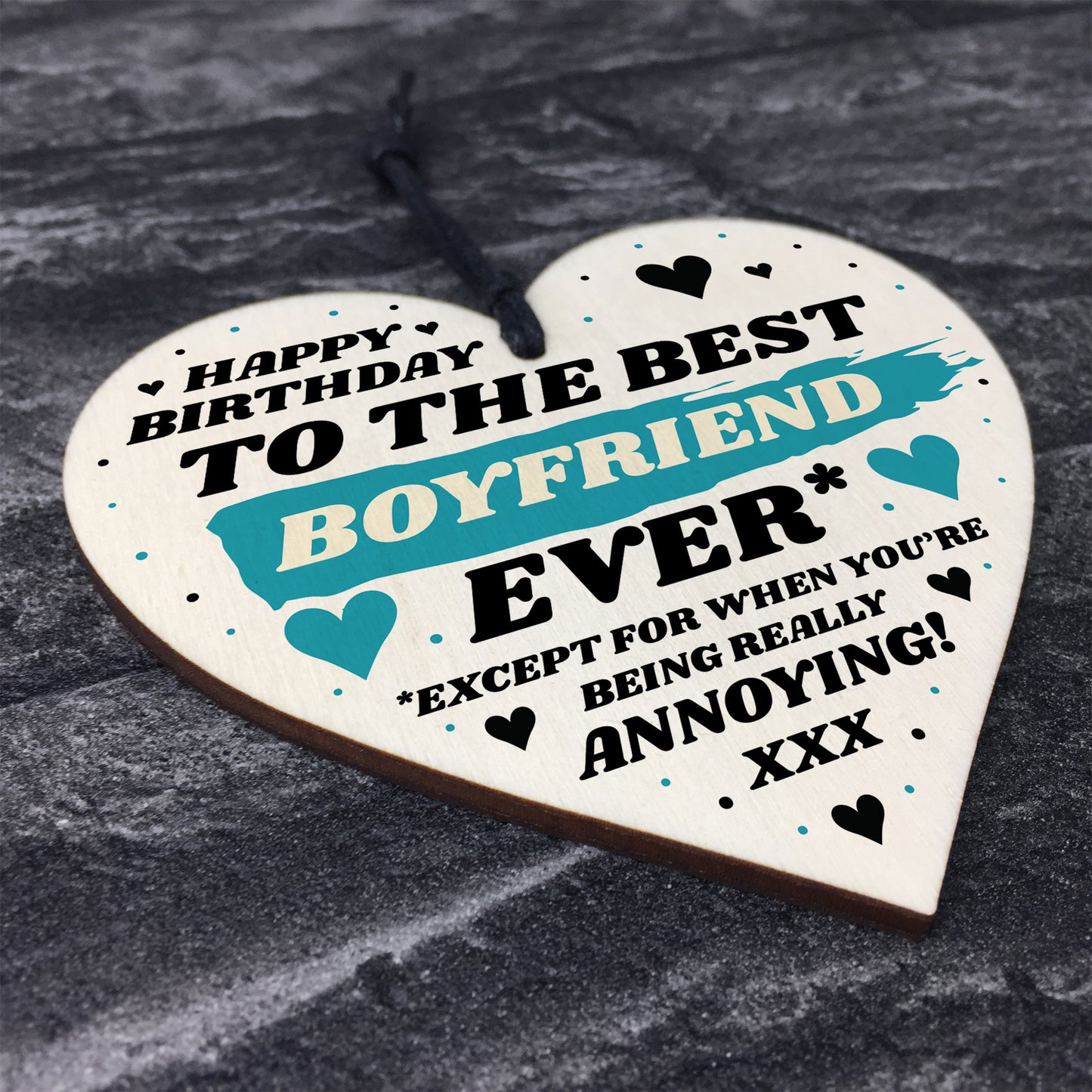 Funny Joke Gift For Boyfriend Birthday Wood Heart Best Boyfriend