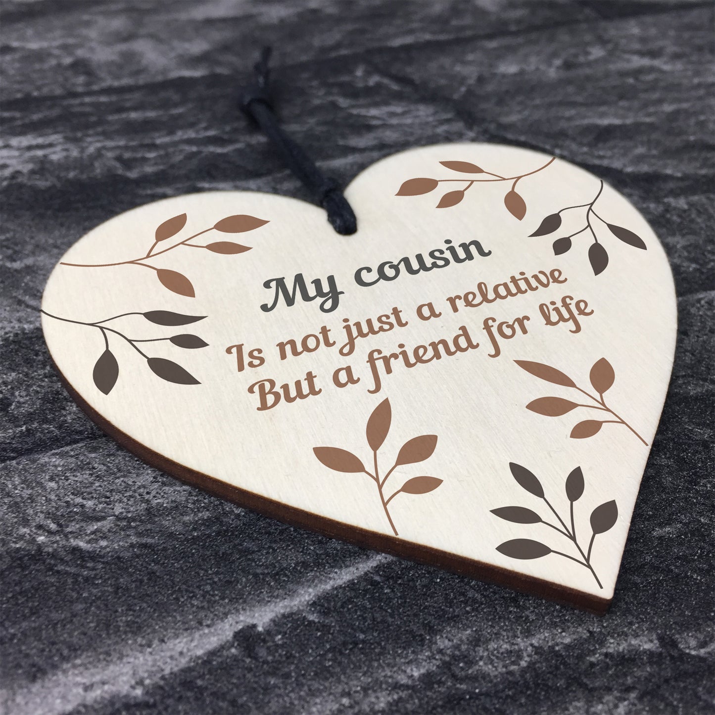 Birthday Christmas Gift For COUSIN Wood Heart Thank You Gift