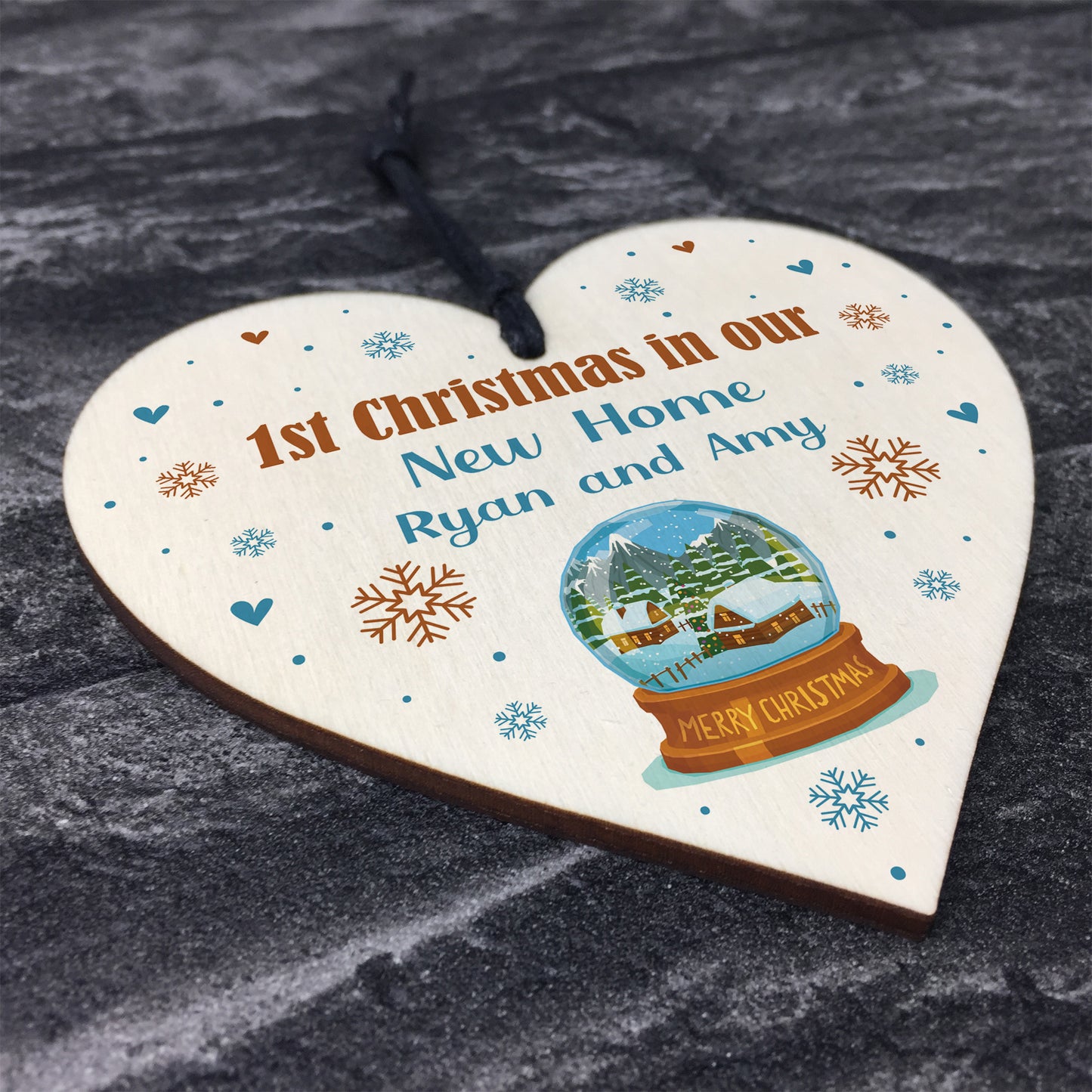 New Home Gift To Hang On Christmas Tree Wood Heart Bauble