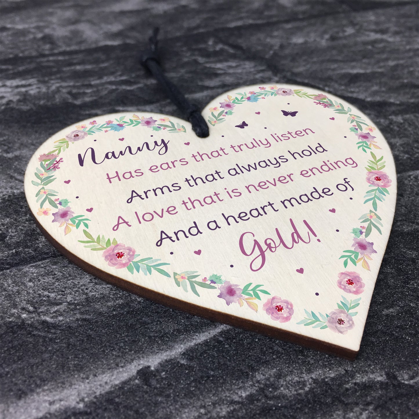 Nanny Gift For Birthday Christmas From Grandchildren Wood Heart