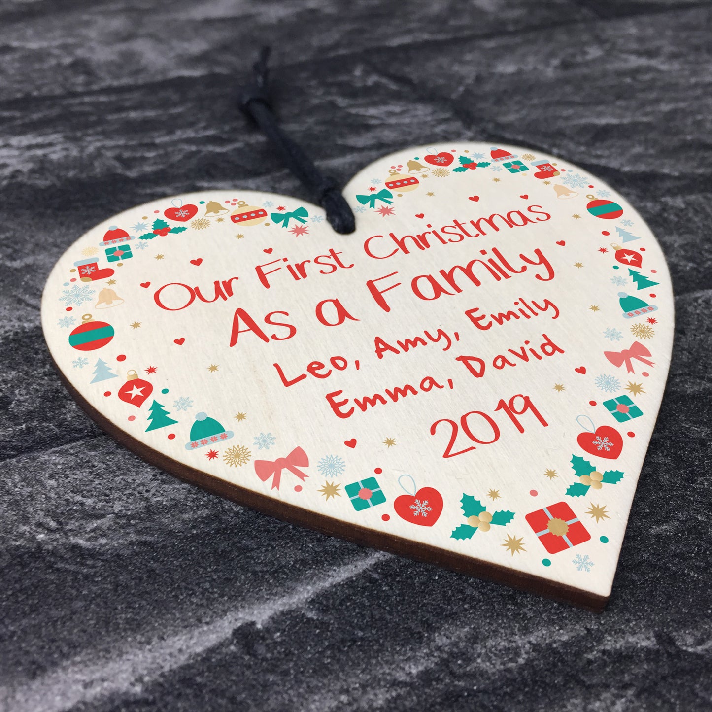 Personalised 1st Christmas As A Family Bauble Tree Decor Wood