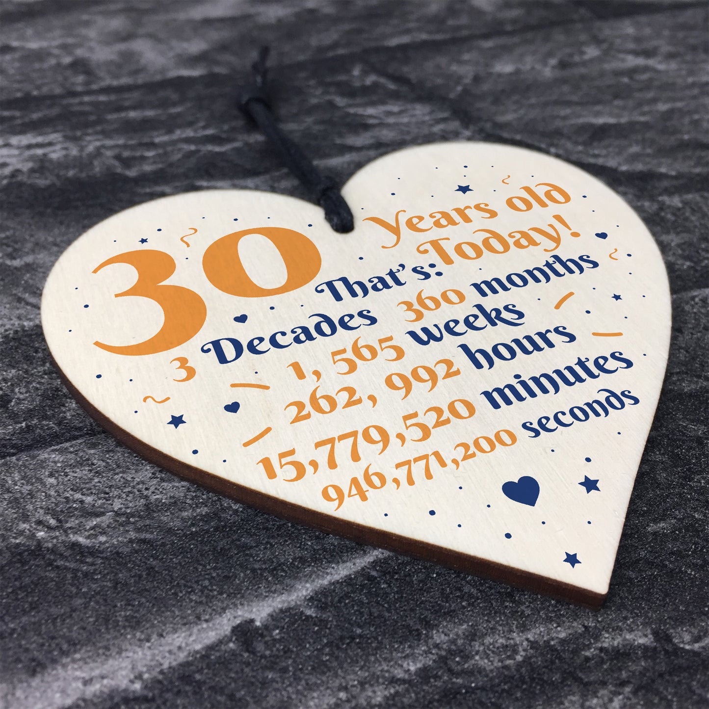 Novelty 30th Birthday Gift Wooden Heart Plaque Friendship Gift