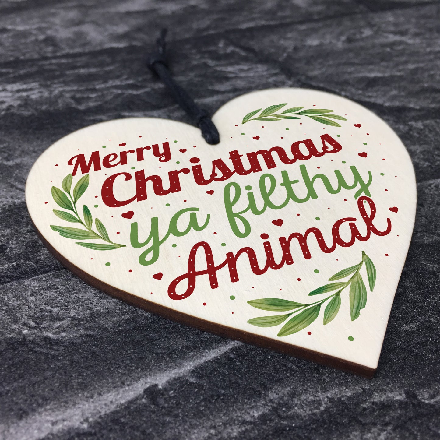 Christmas Filthy Animal Novelty Tree Decoration Wooden Bauble