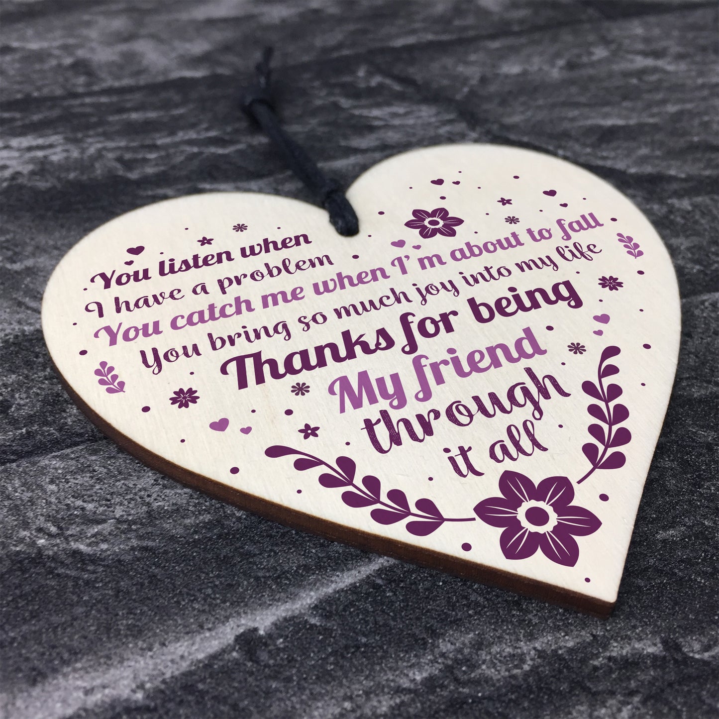 Friendship Best Friend Gift Wooden Heart Thank You Novelty Gift
