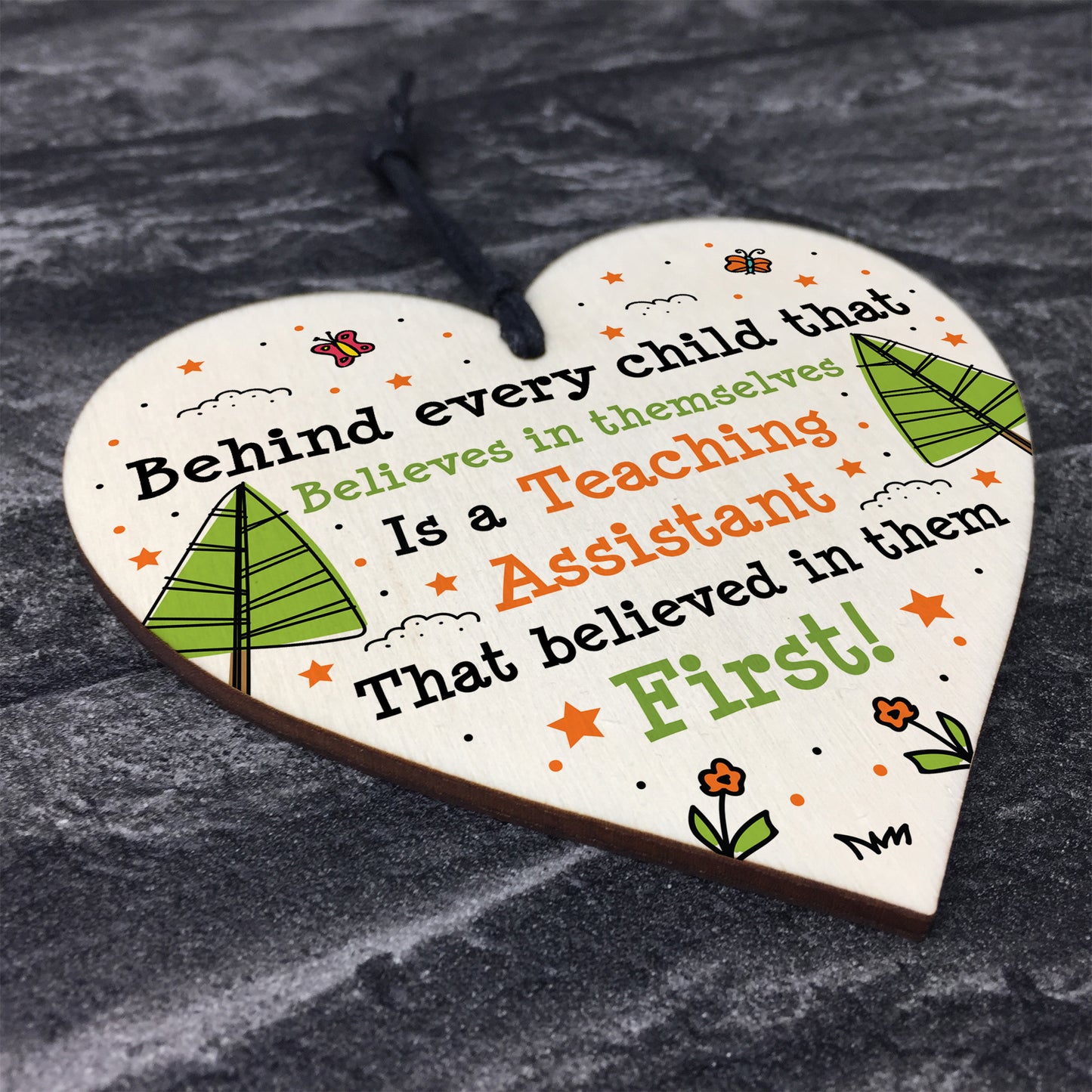 Gift For Teaching Assistant Wood Heart Handmade Thank You
