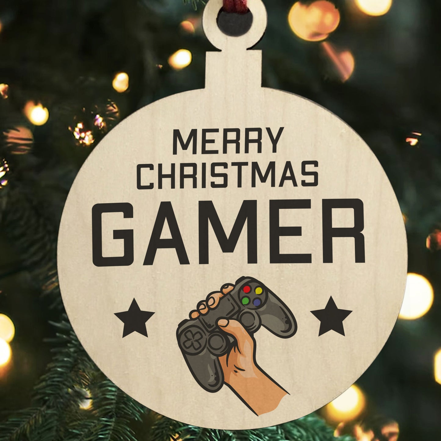 GAMER GIFT For Christmas Wood Bauble Son Brother Christmas Gift