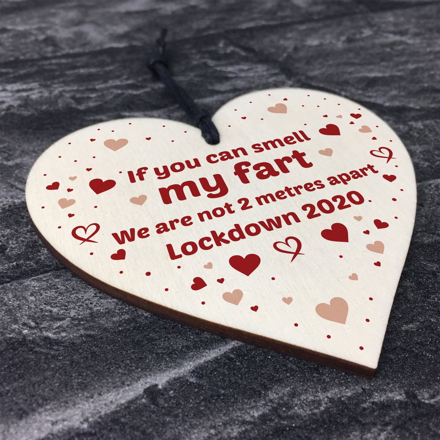 Rude Funny Gift For Husband Wife Wood Heart Lockdown Gift