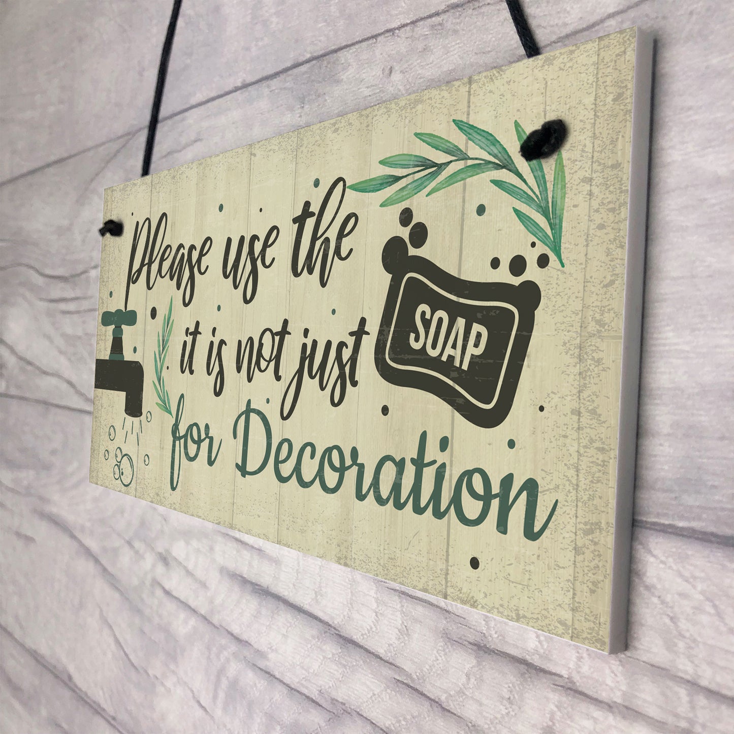 Bathroom Sign Shabby Chic Funny Toilet Sink Loo Hanging Plaque