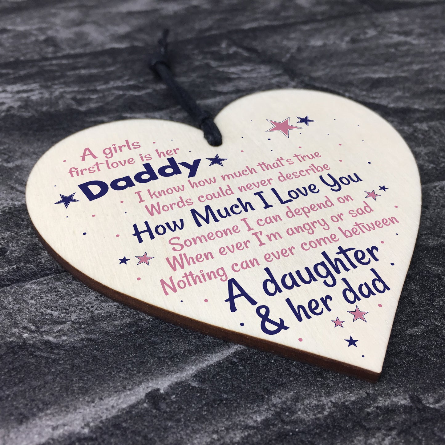 First Love Daddy Fathers Day Dad Gift From Daughter Wood Heart
