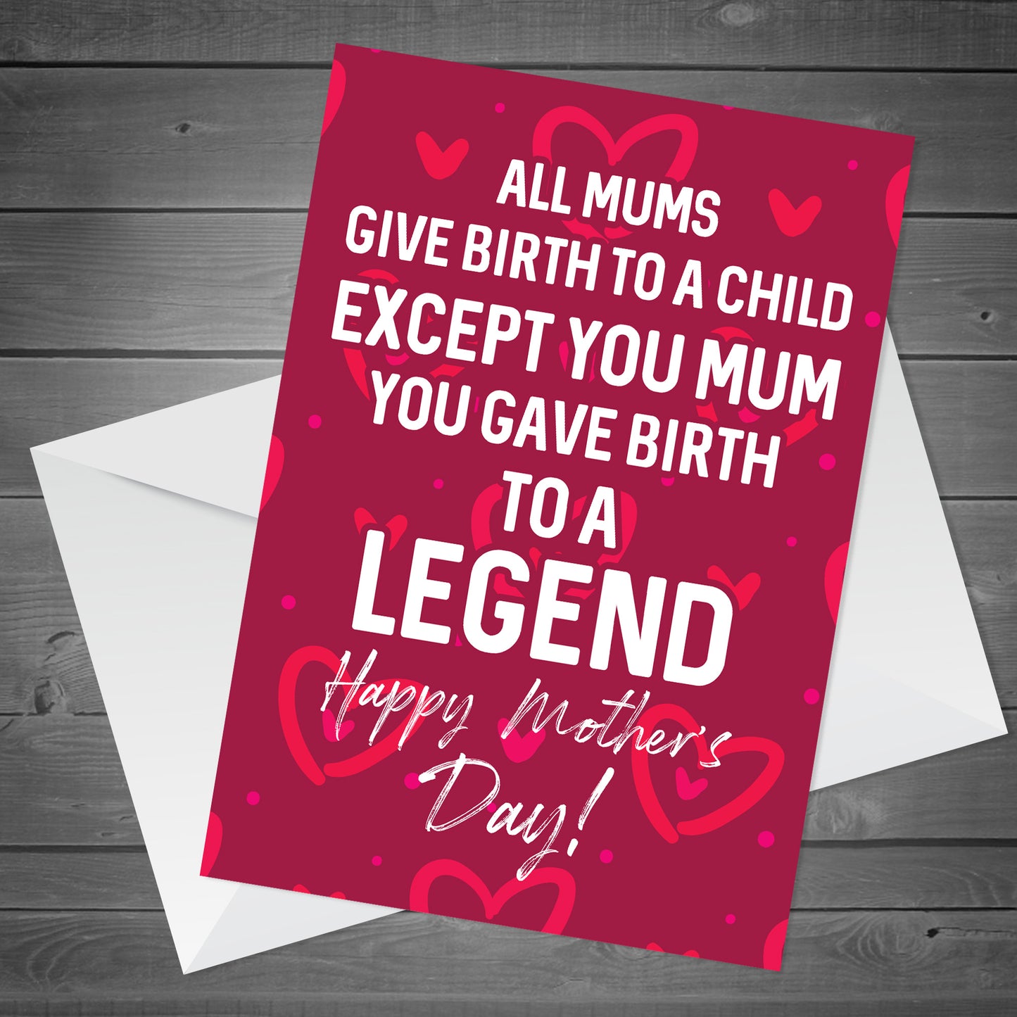 Funny Mothers Day Card And Heart For Mum From Daughter Son