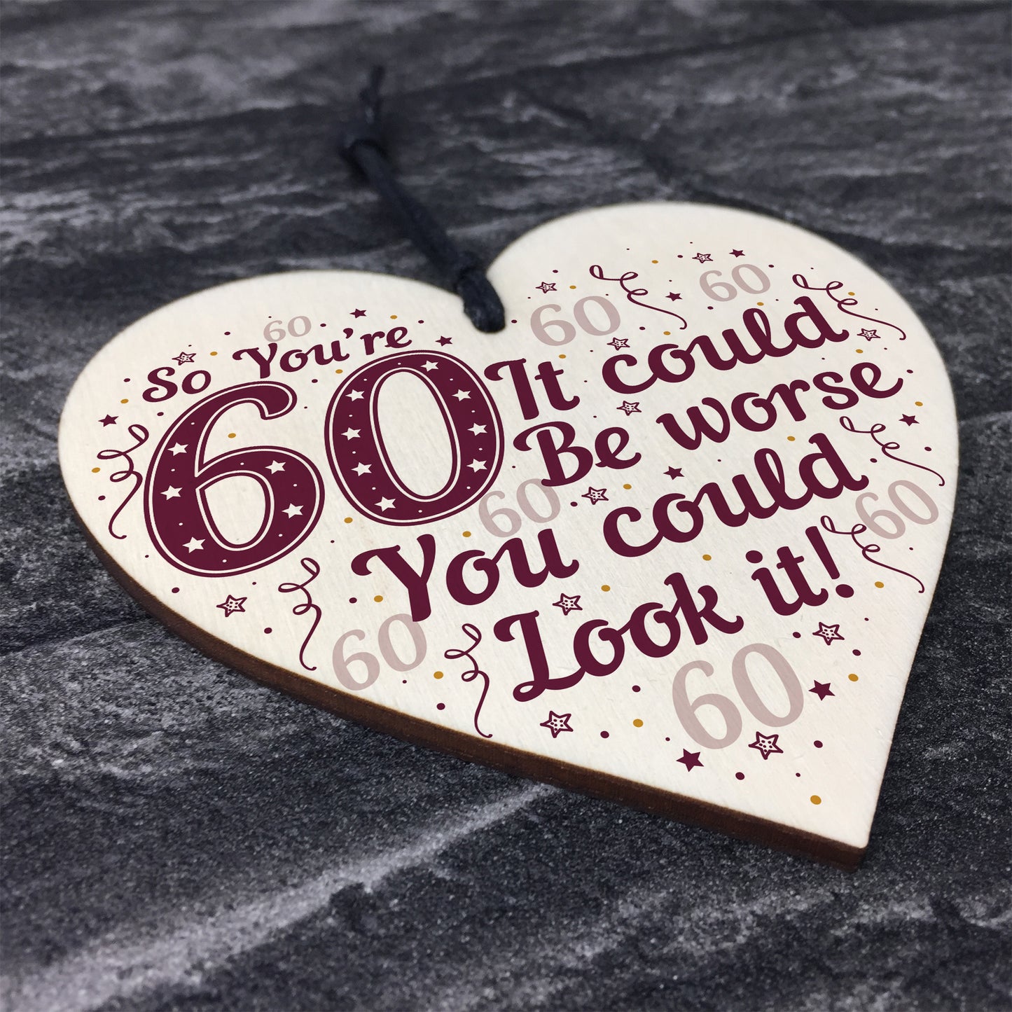 60th Birthday Decorations Wood Heart Funny Gifts For Dad Mum