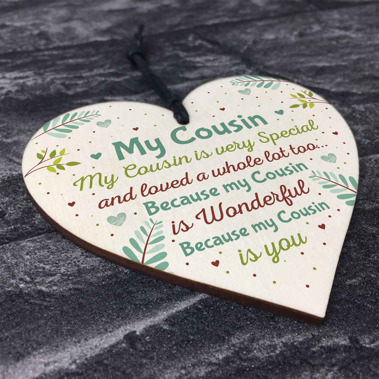 Gift For Cousin Birthday Xmas Gift Wood Heart Plaque Cousin Gift