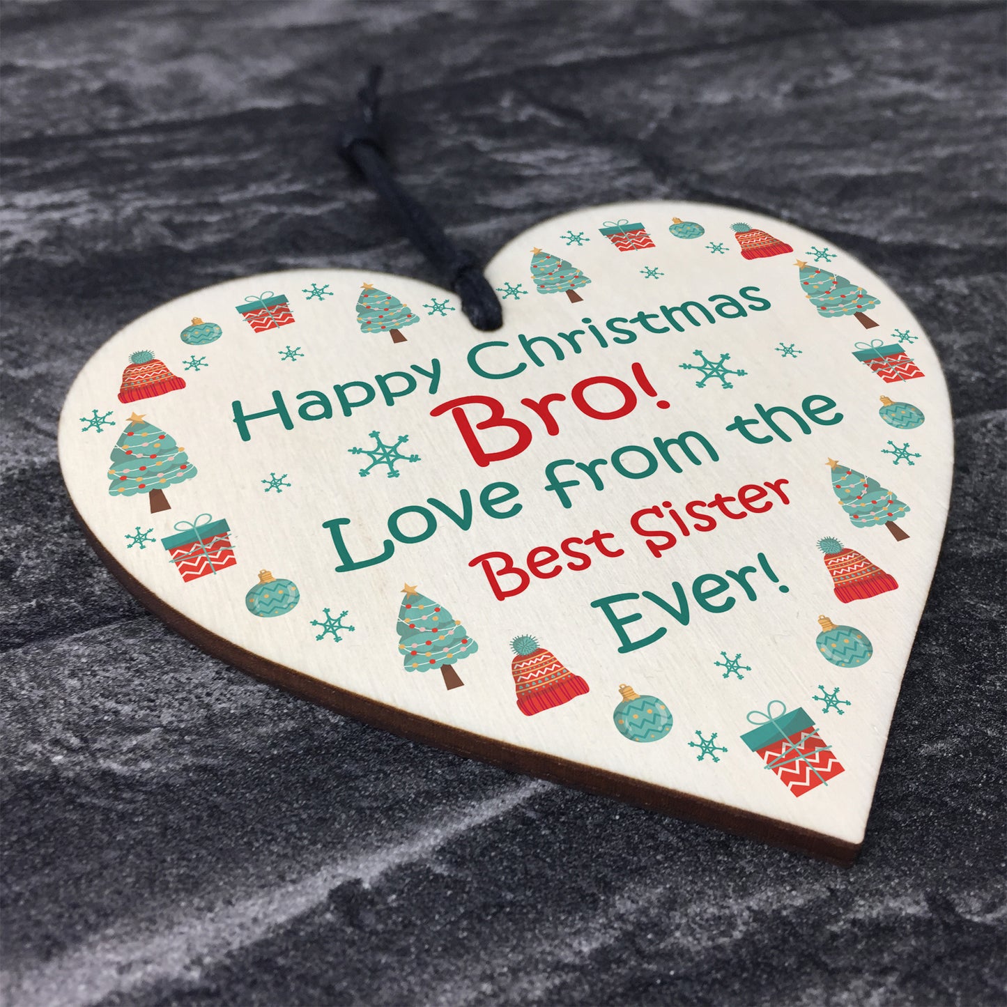 Christmas Gift For Brother Funny Wood Bauble Gift From Sister No