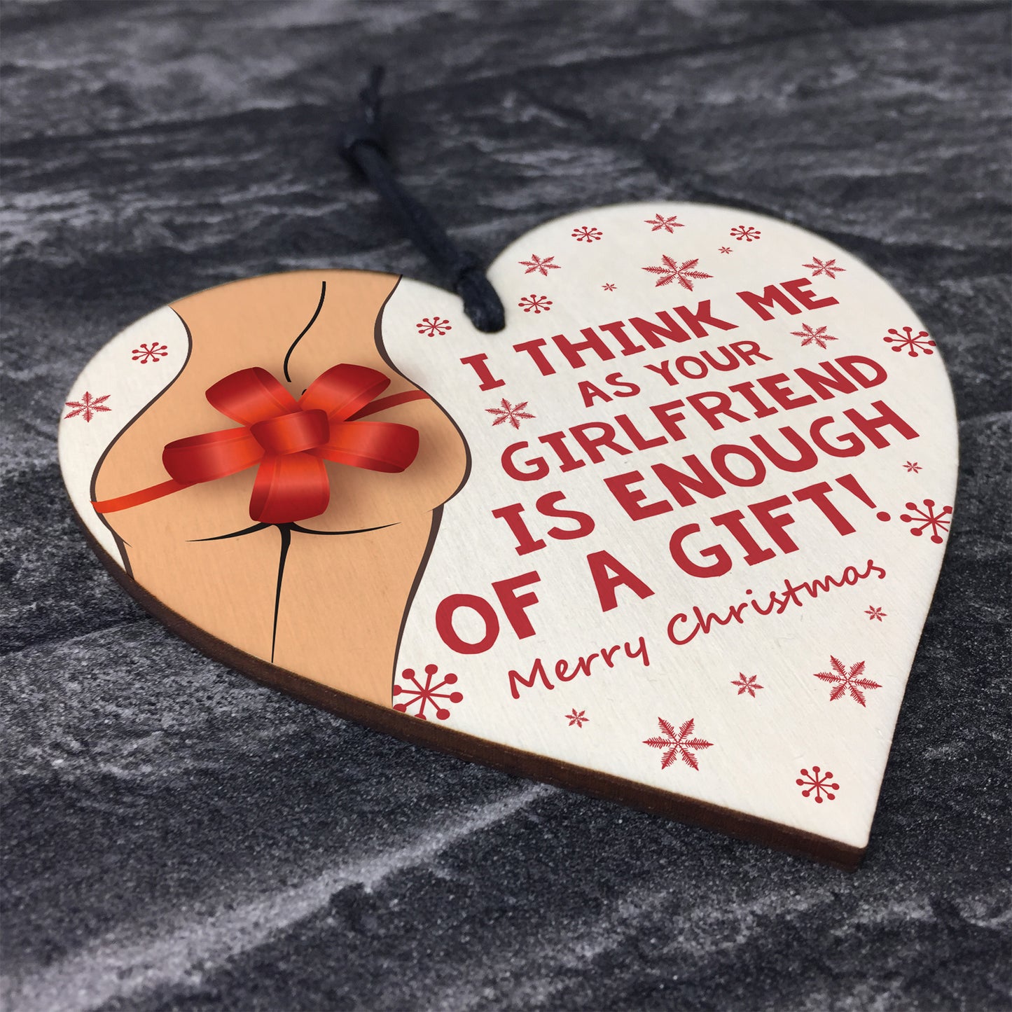 Funny Joke Christmas Gift For Boyfriend Wood Heart Novelty Gift