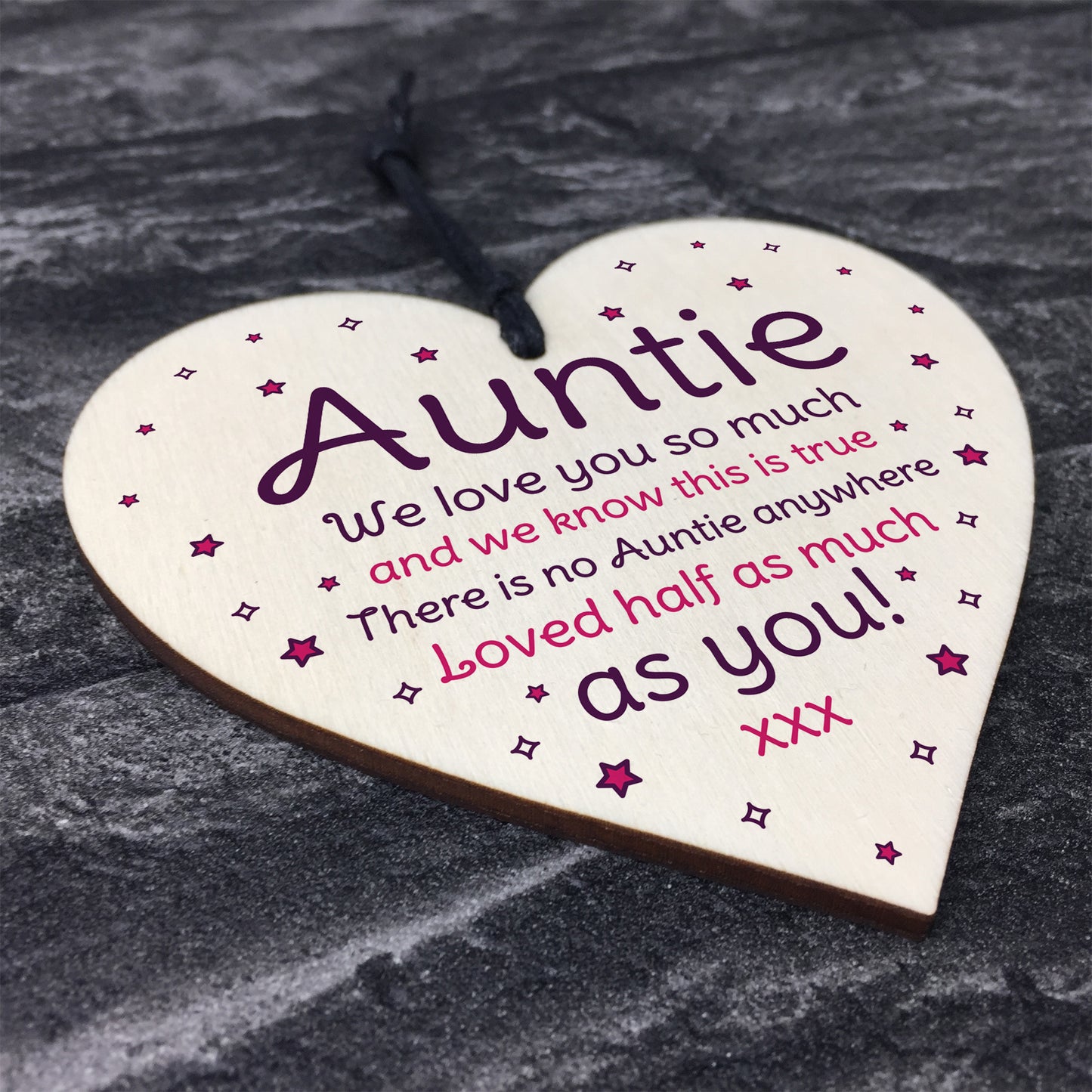 Birthday Mothers Day Gift For Auntie Sister Wood Heart Thank You
