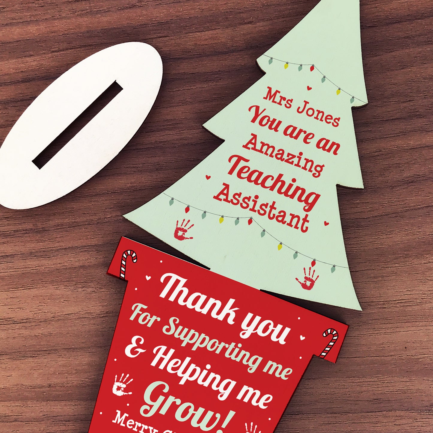 Personalised Teaching Assistant Gift Wood Tree Thank You Gift