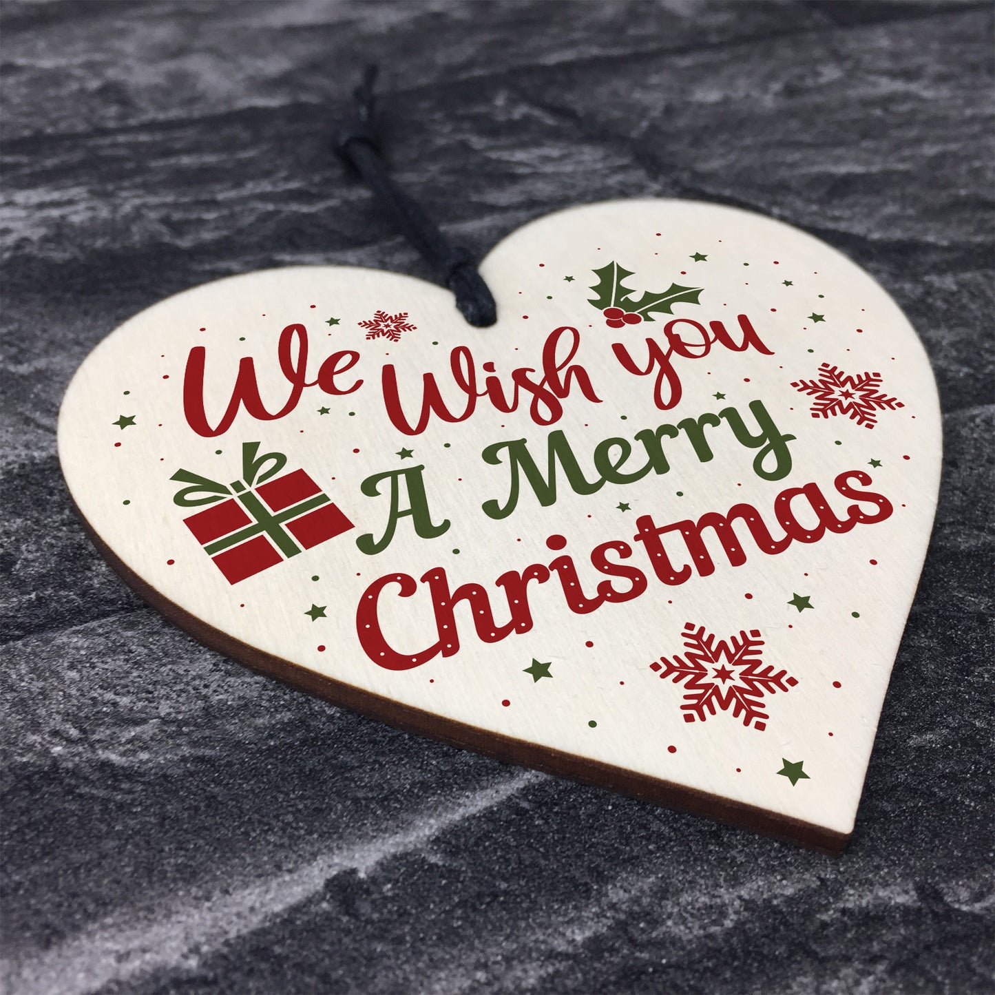 Wish You A Merry Christmas Wood Heart Christmas Tree Xmas Gift