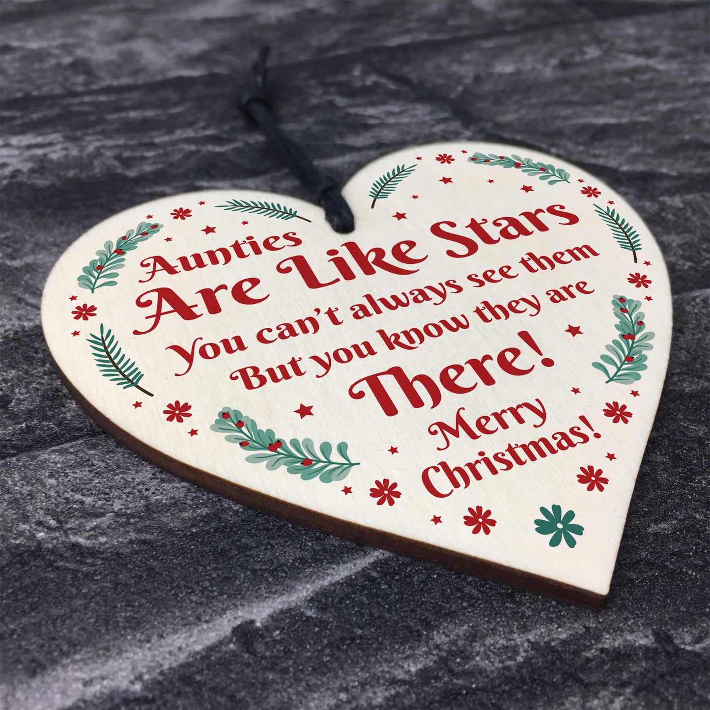 Auntie Merry Christmas Gifts Wood Heart Hanging Tree Xmas